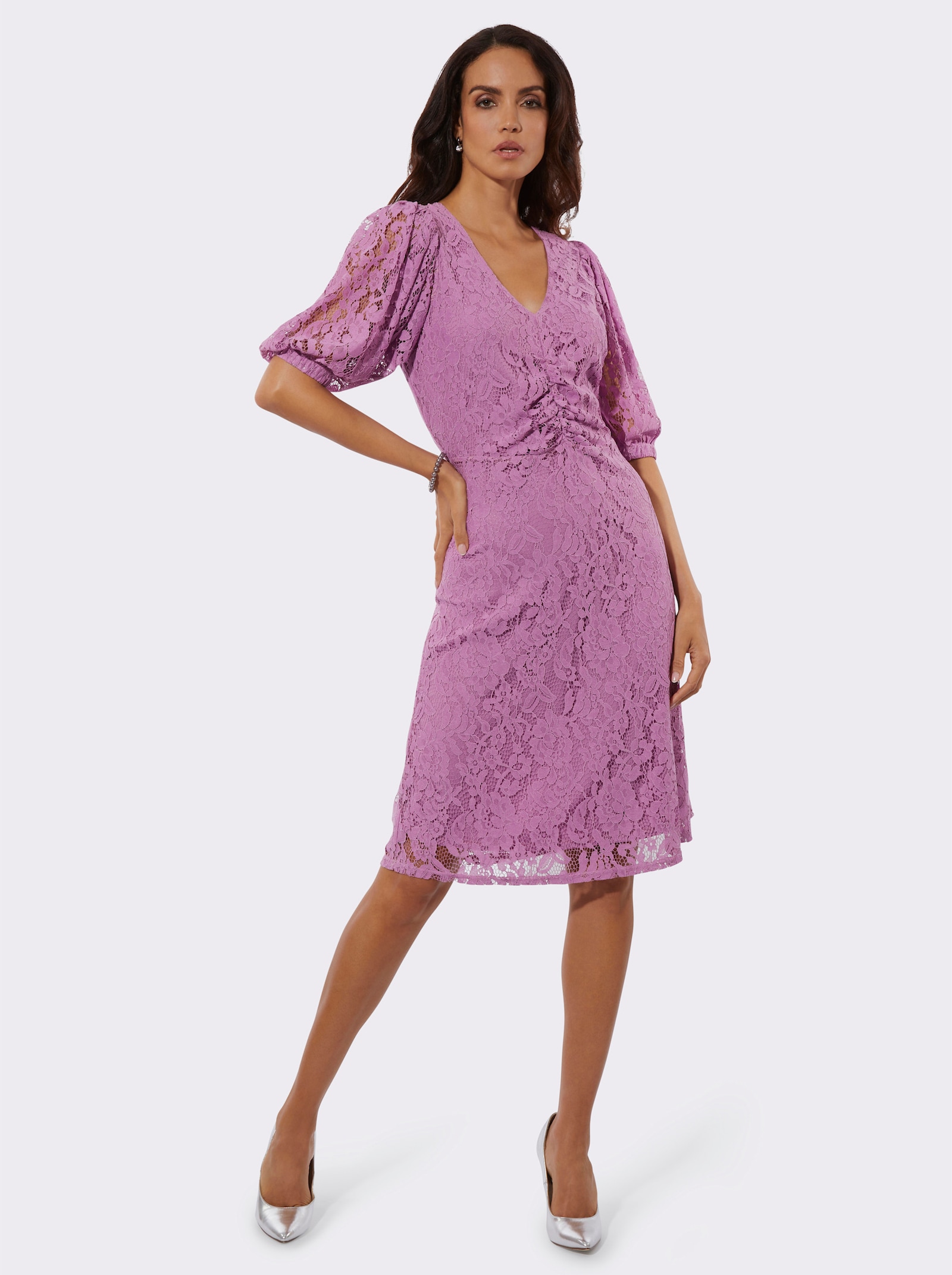 Spitzenkleid mit Reißverschluss im Rücken - orchidee