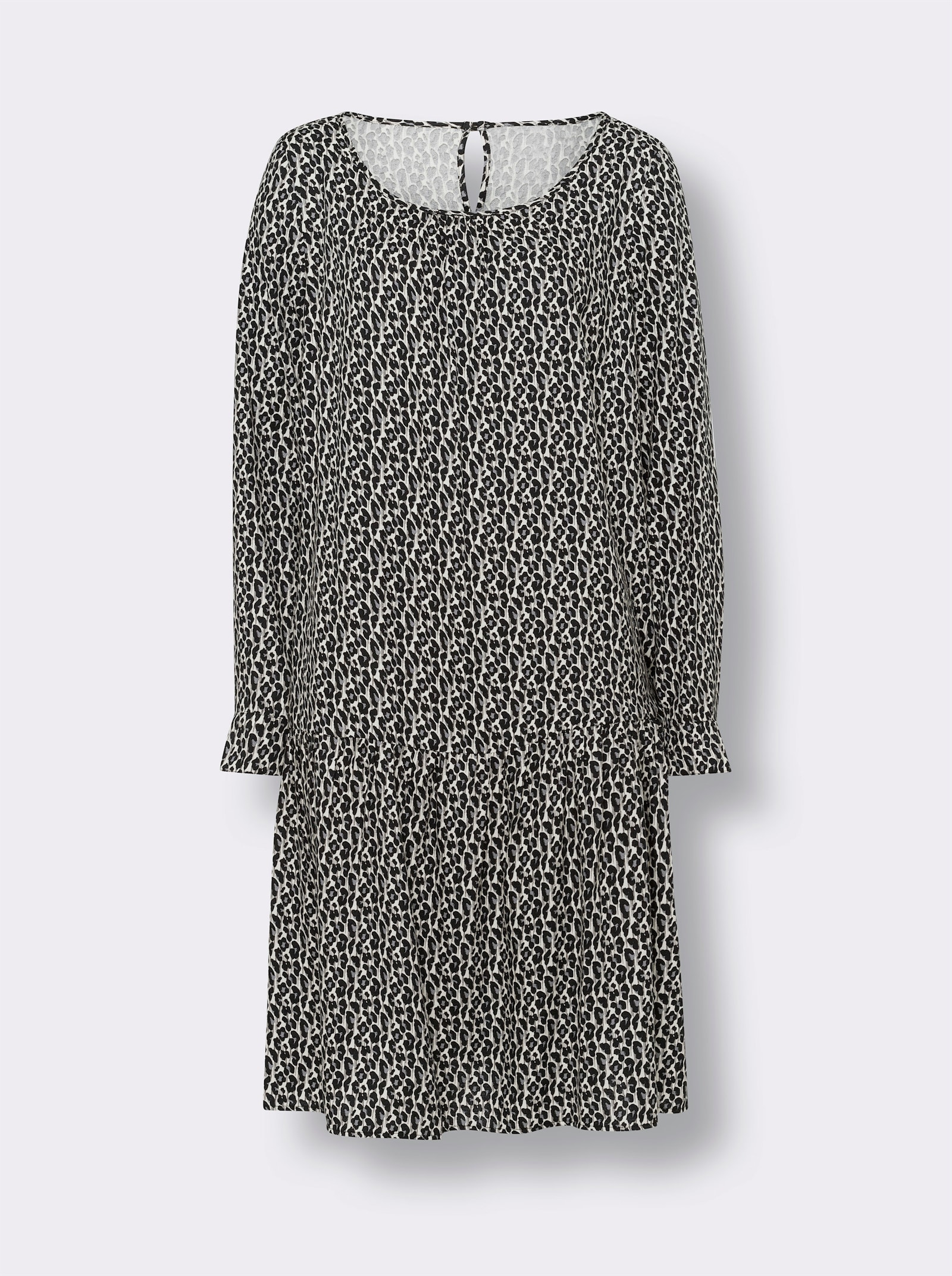 heine Druckkleid aus reiner Viskose - schwarz-champagner-bedruckt