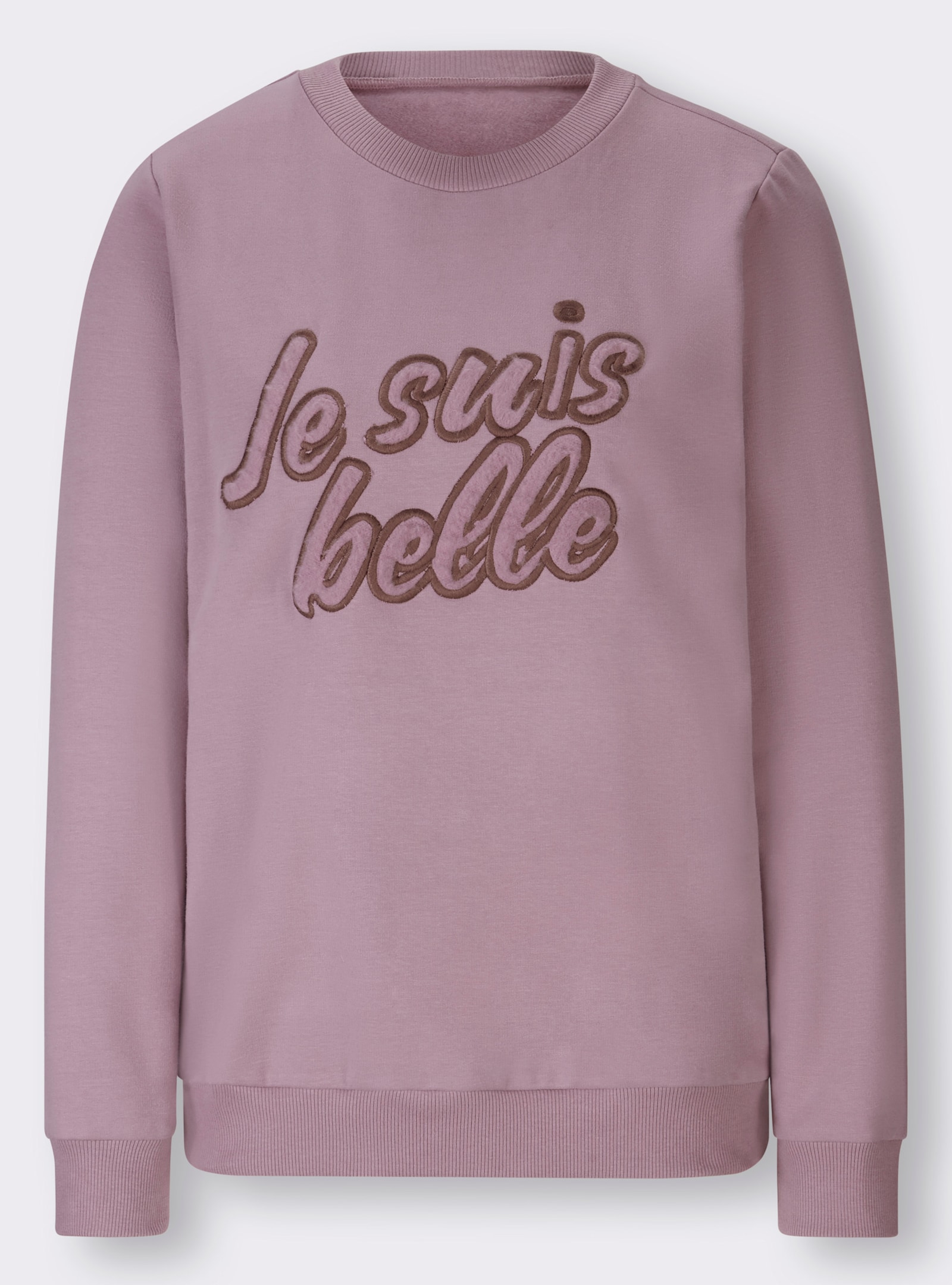 heine Sweatshirt met fluweelzacht opschrift - roze