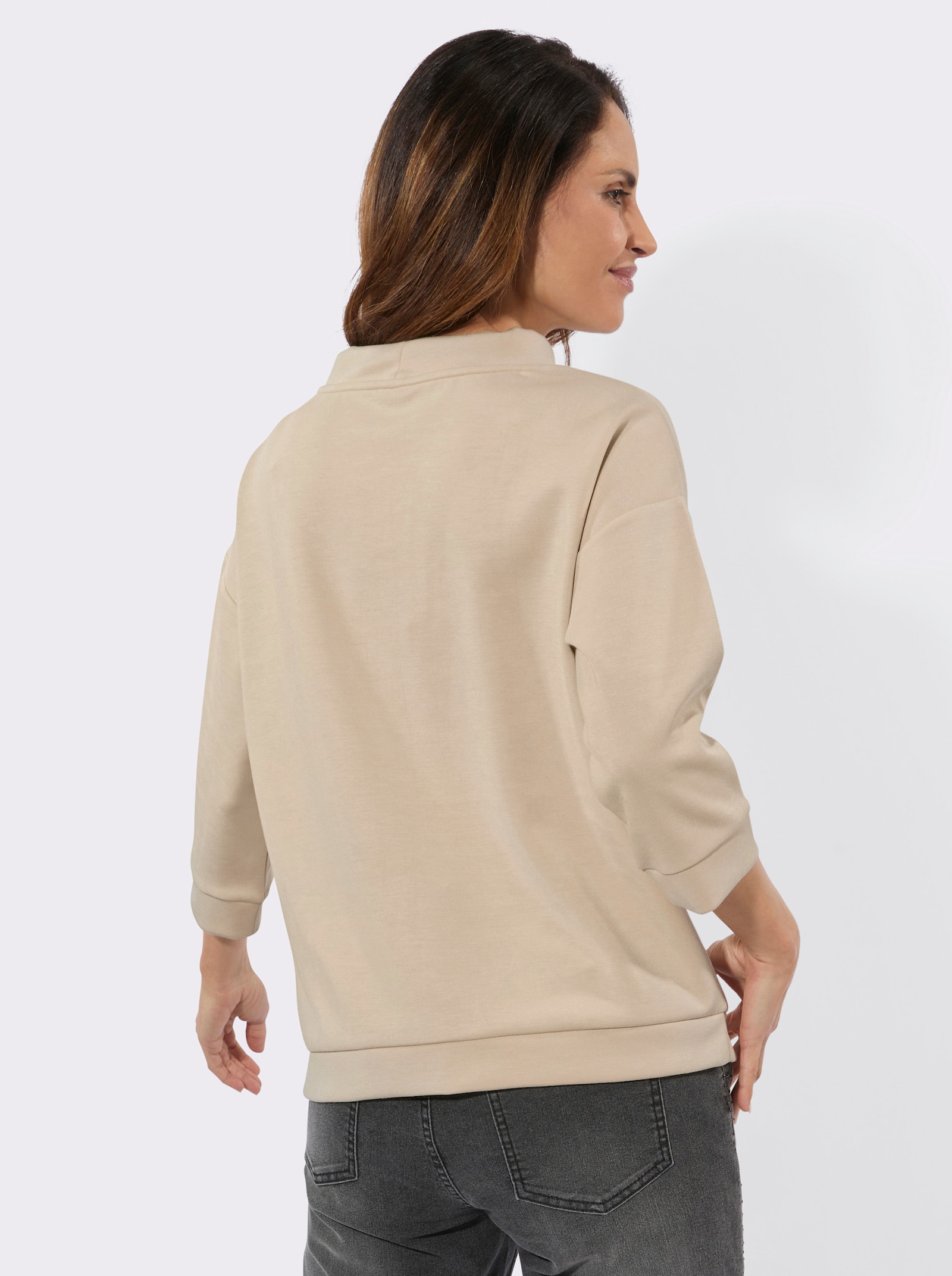 Sweatshirt mit glänzendem Druck - sand