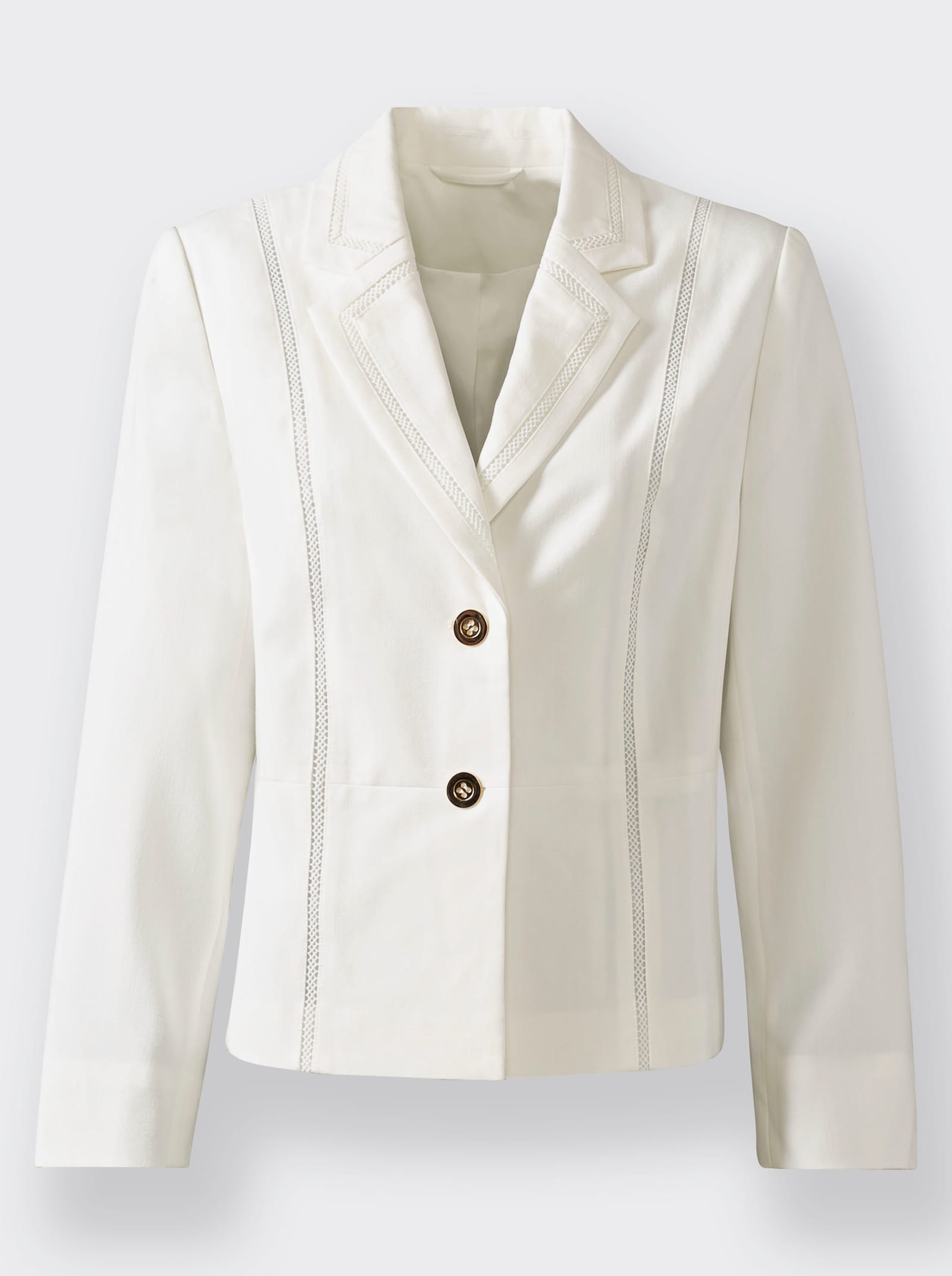 Kurzblazer mit Spitzen-Verzierung - ecru