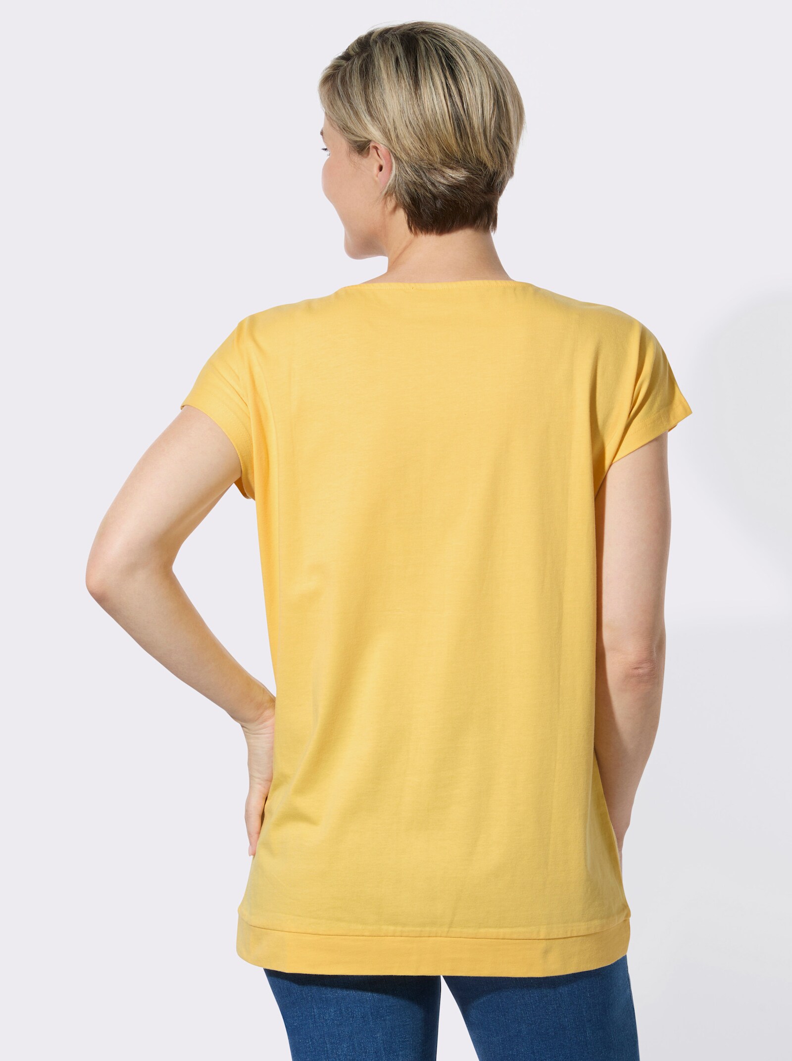Longshirt mit U-Boot-Ausschnitt - gelb
