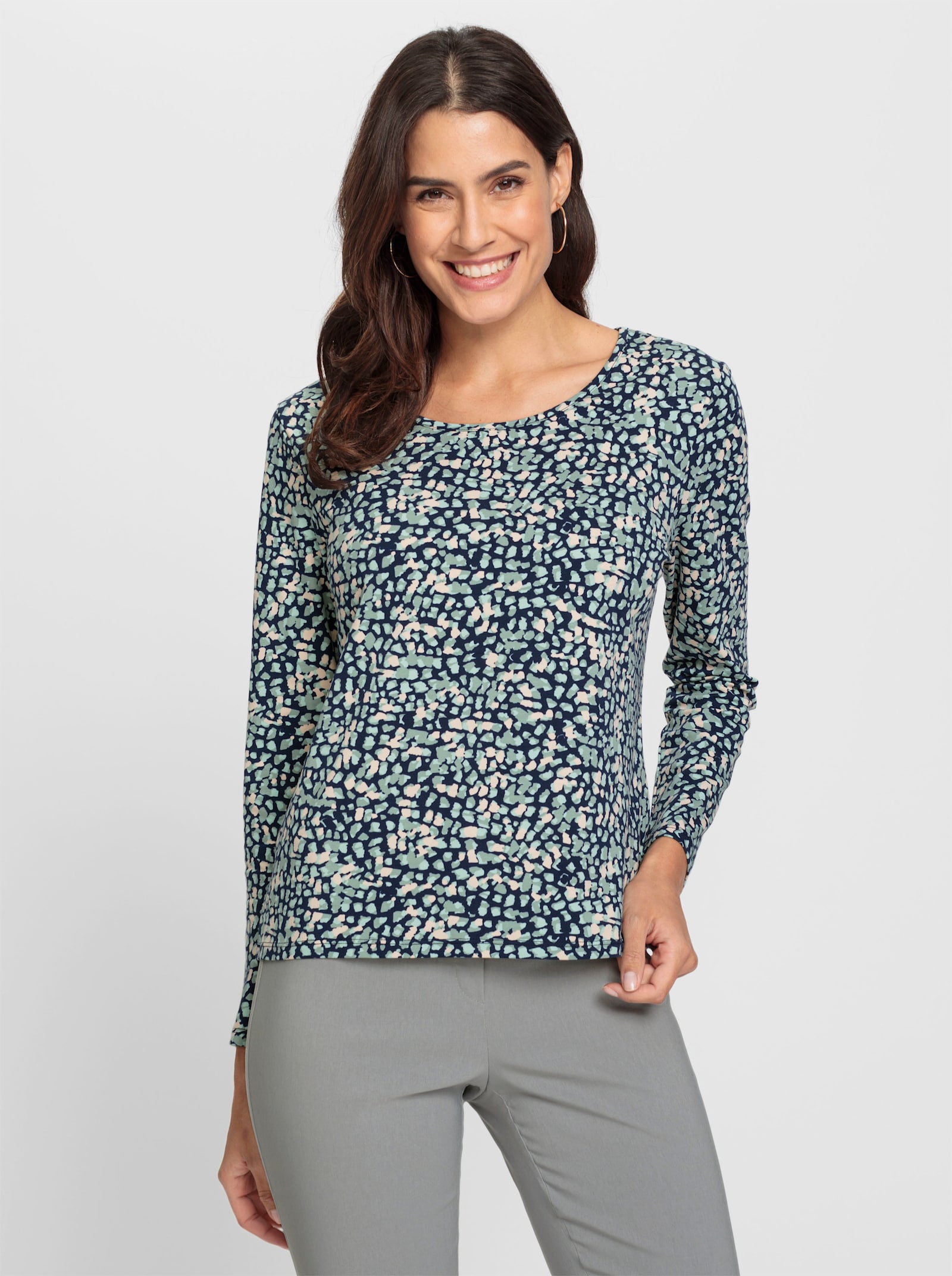 Print-Shirt in bewegungselastischer Qualität - marine-jade-bedruckt