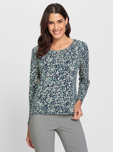 Print-Shirt in bewegungselastischer Qualität - marine-jade-bedruckt