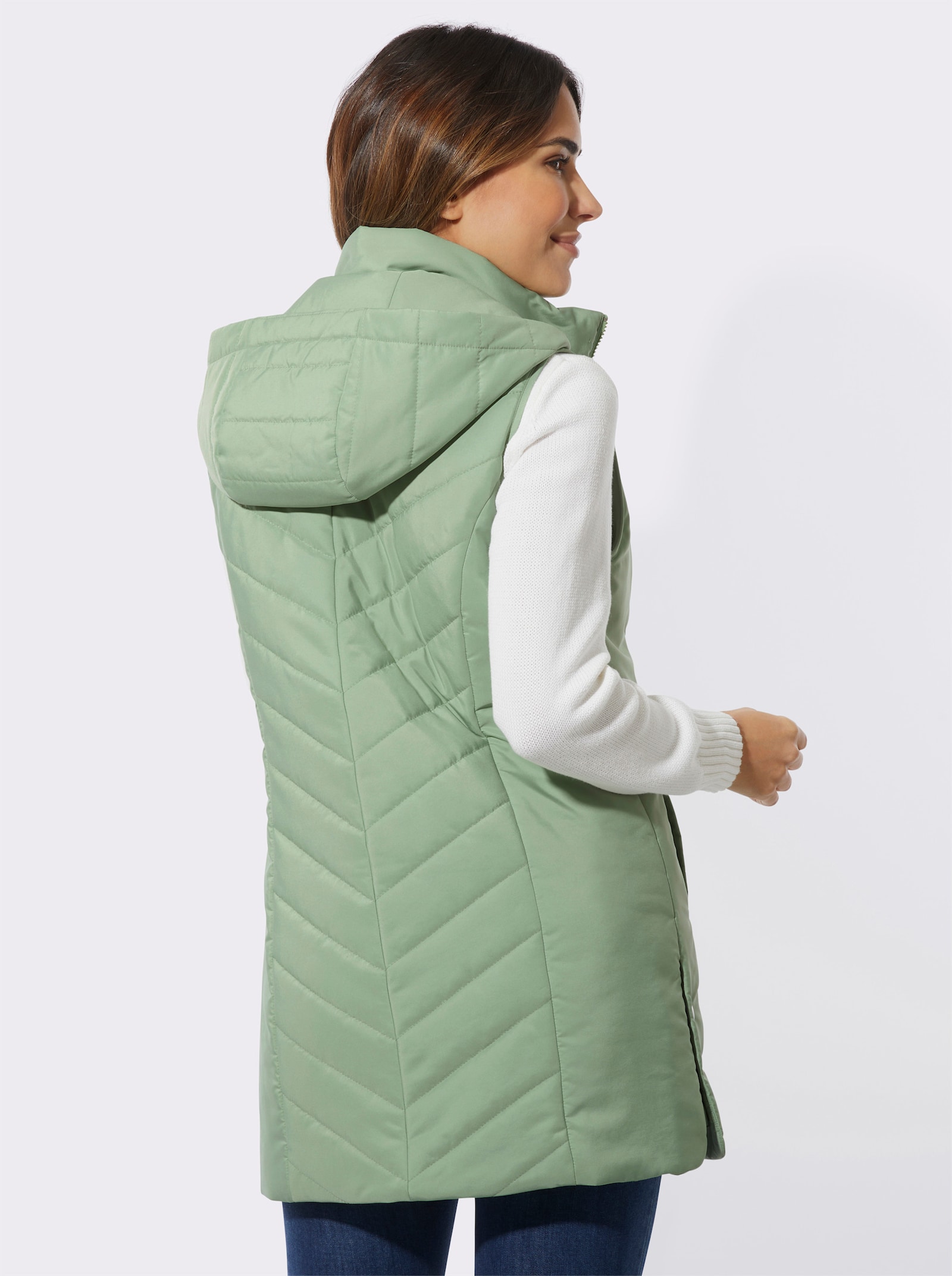 Steppweste in langer Form - eucalyptus