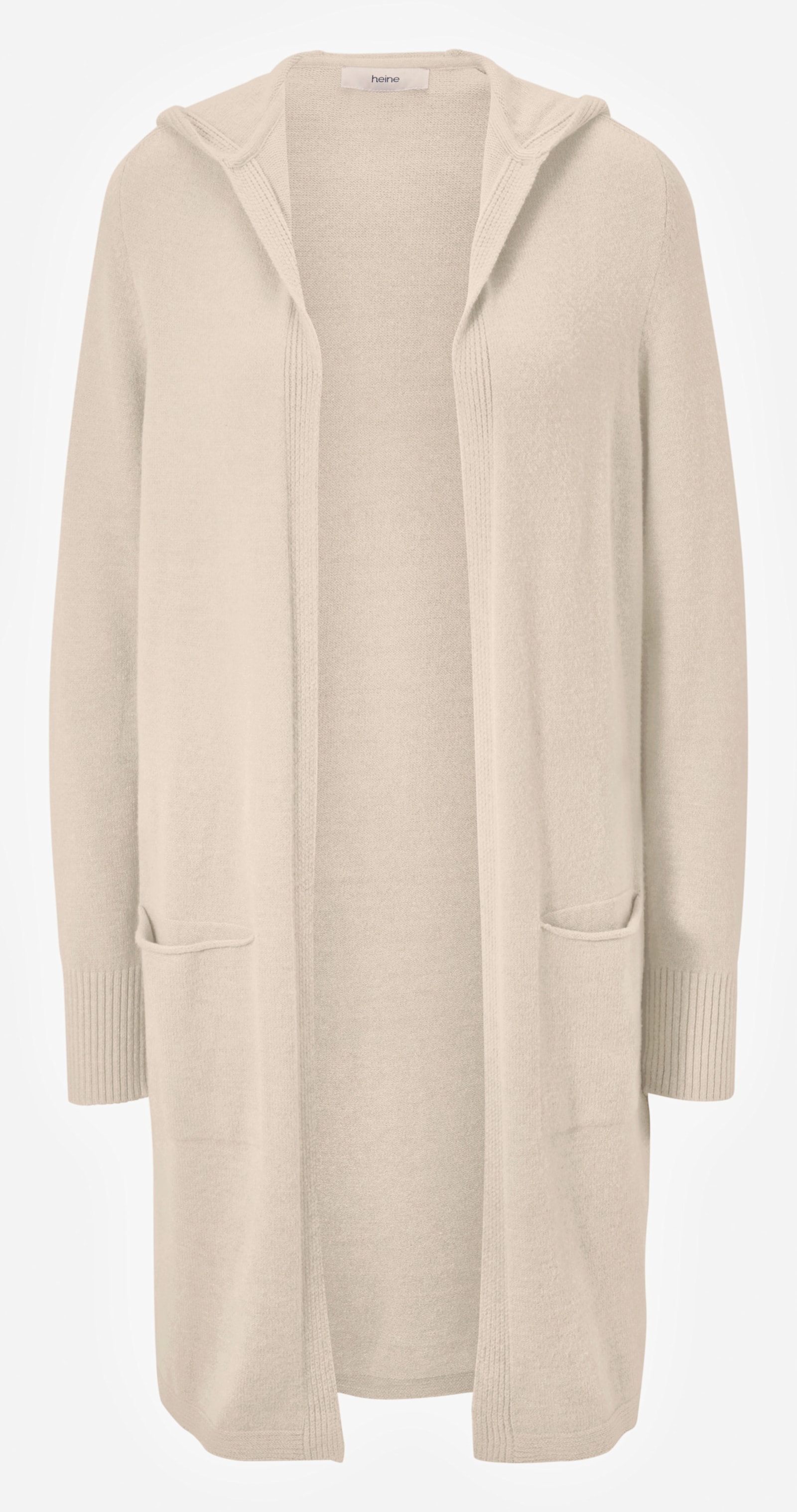 heine Longstrickjacke mit Kapuze - sand