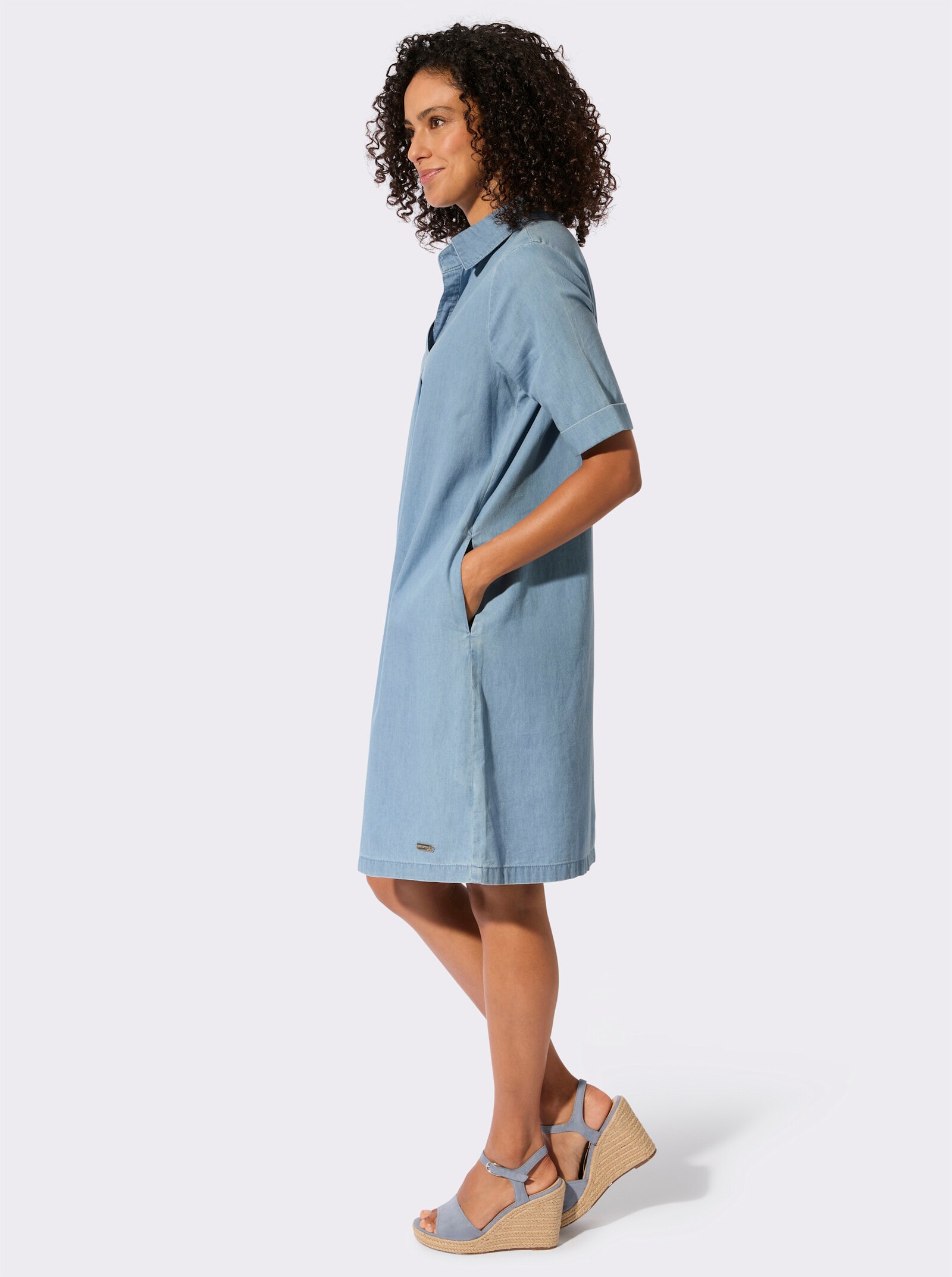 Jeanskleid in A-Form - blue-bleached