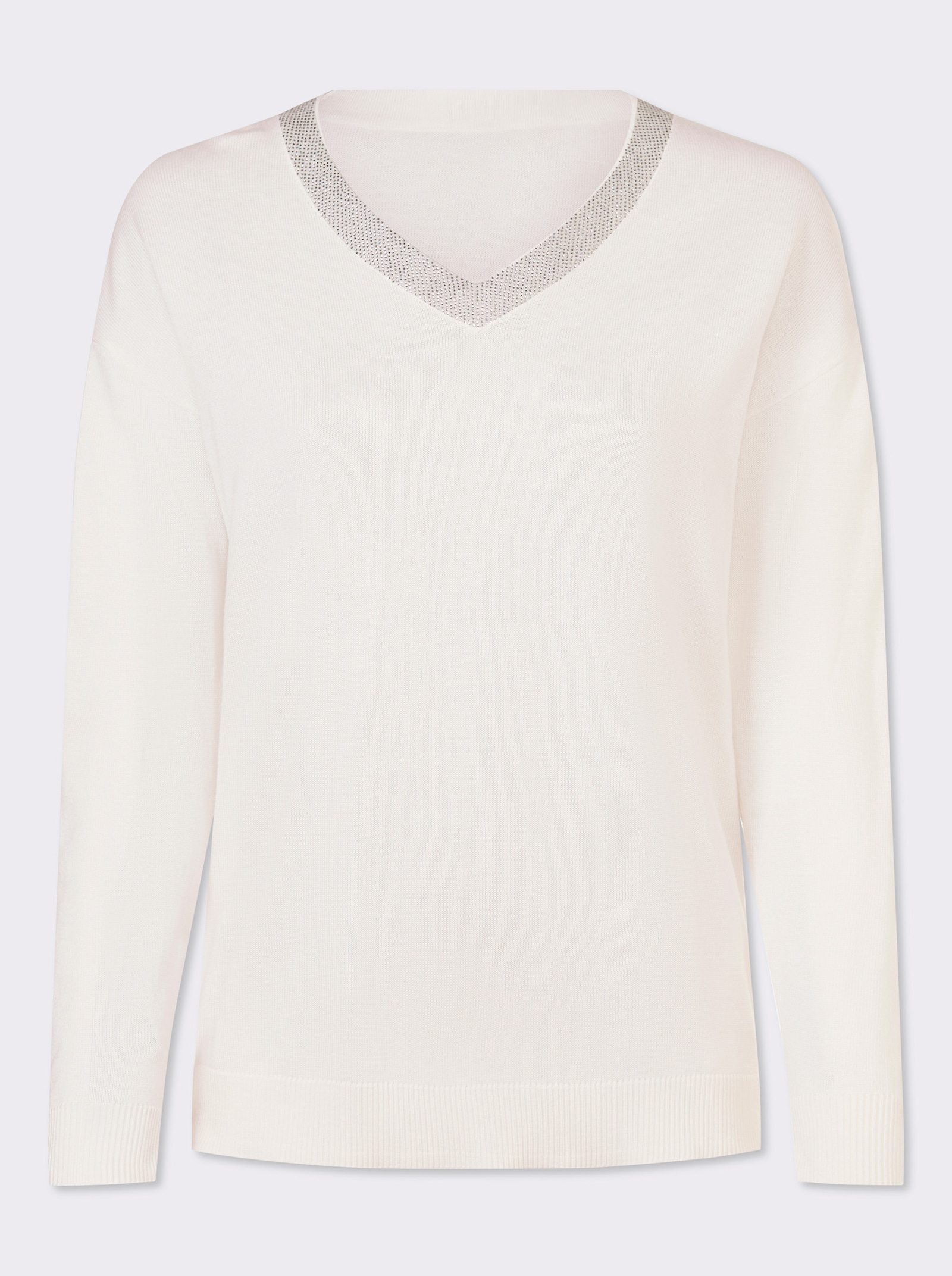 heine Feinstrickpullover mit Glitzersteinchen - ecru