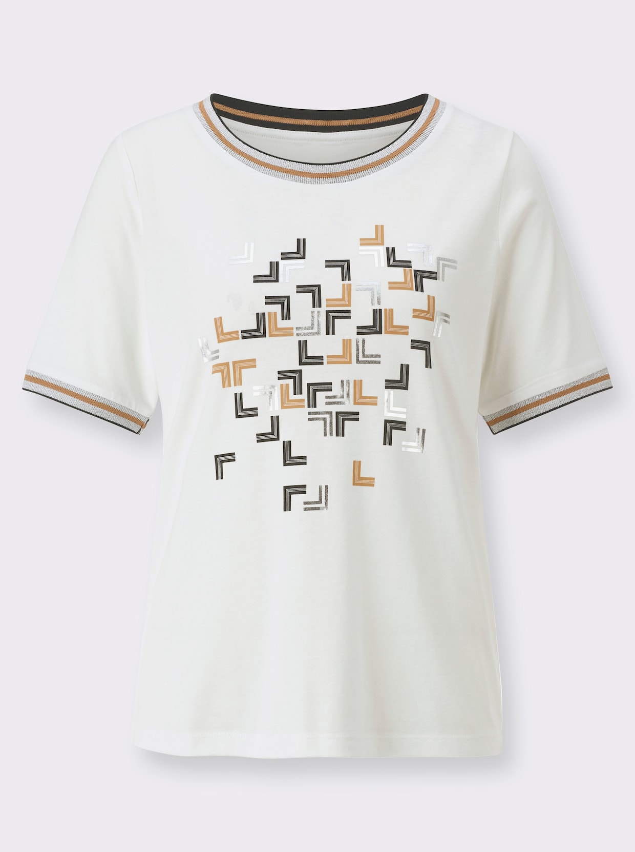 Shirt met ronde hals - ecru geprint