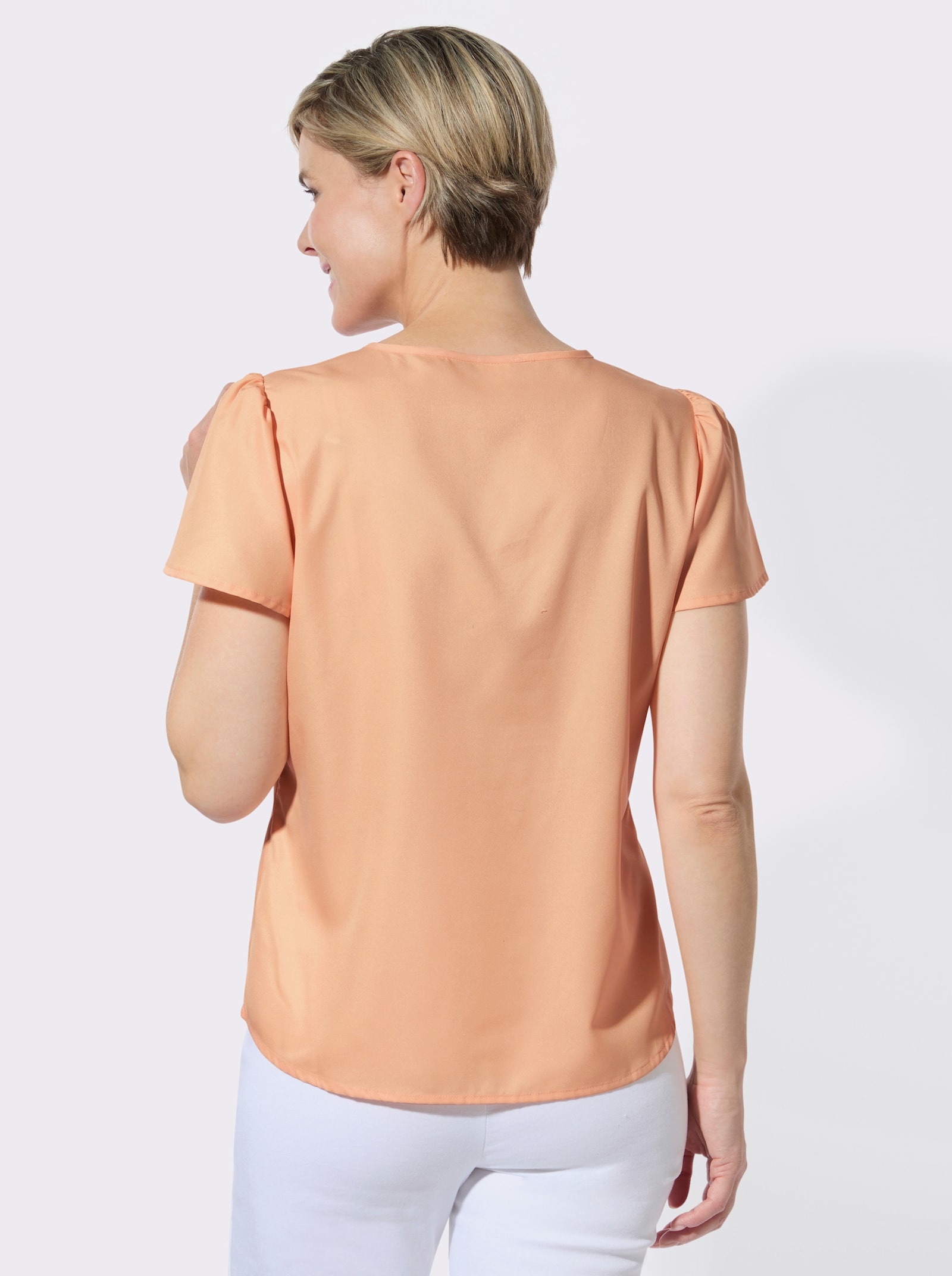 Schlupfbluse mit Flügelärmeln - apricot
