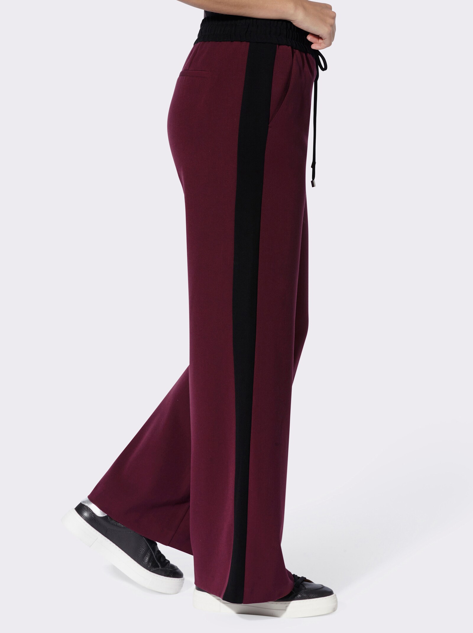 heine Webhose mit Galonstreifen - burgund-schwarz
