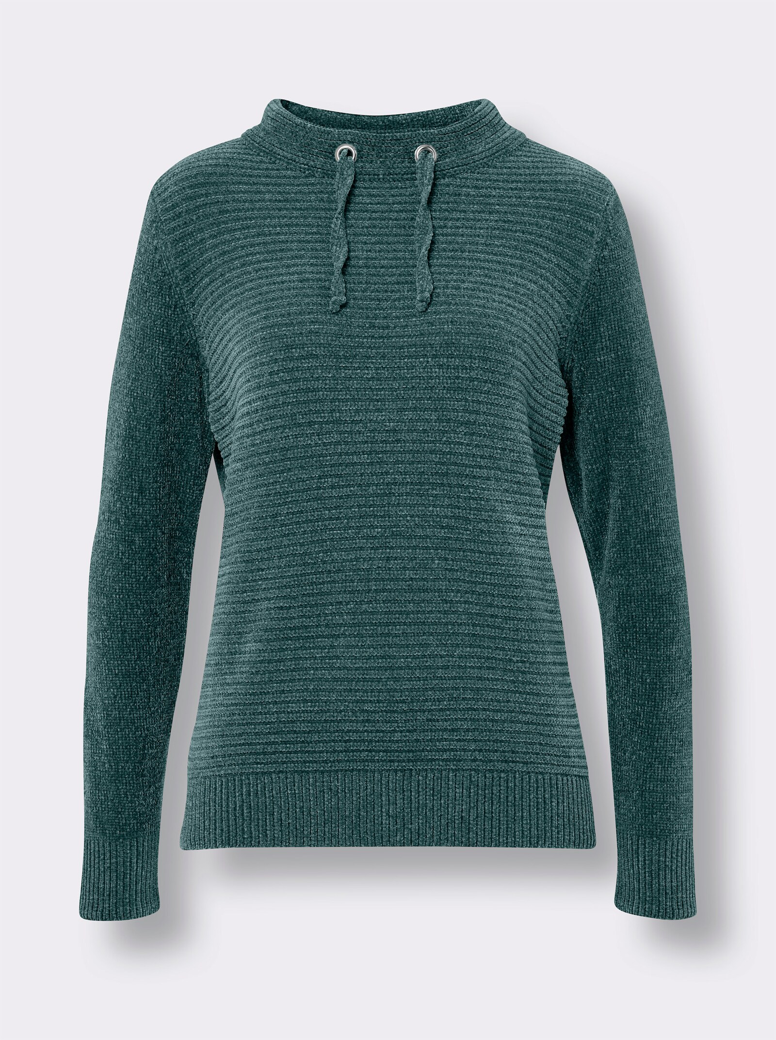 Pullover met lange mouwen van chenillegaren - groen