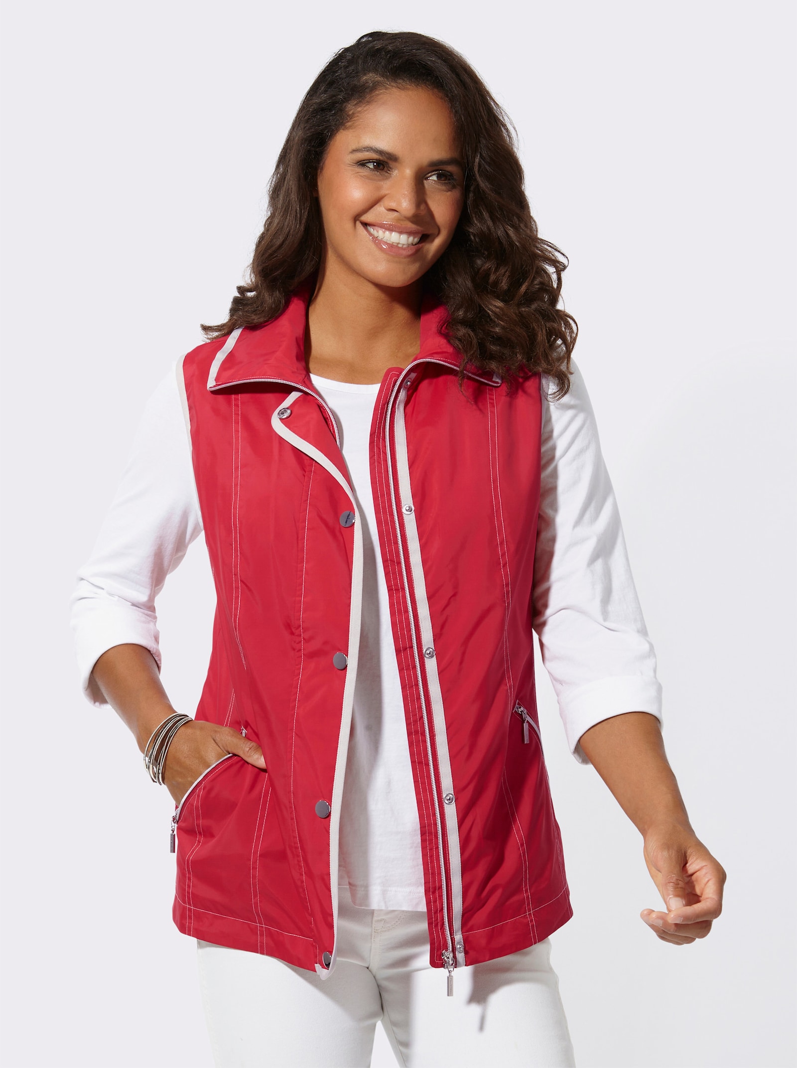 Weste mit Reißverschluss-Taschen - erdbeere