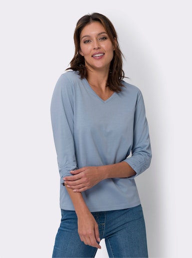 3/4-Arm-Shirt mit Raffungen - bleu