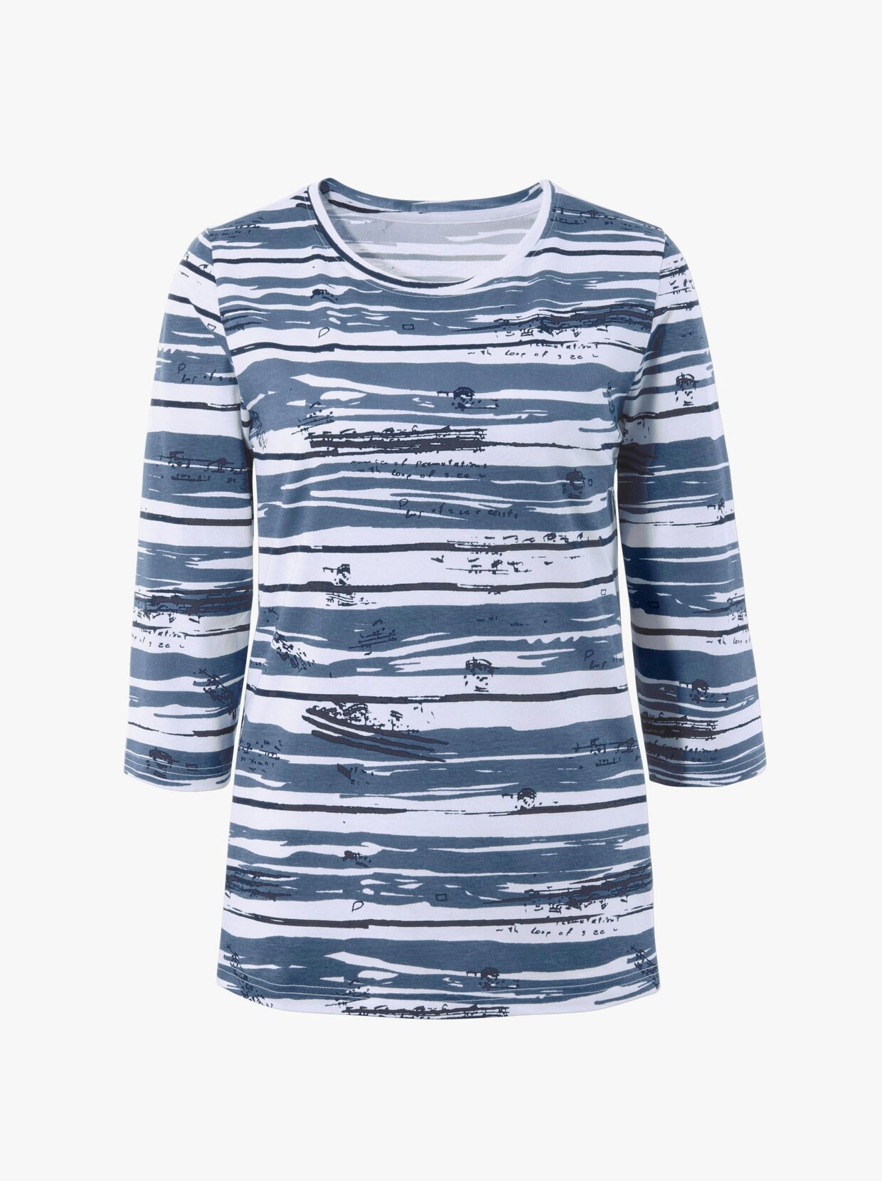 Shirt met 3/4-mouw - jeansblauw geprint