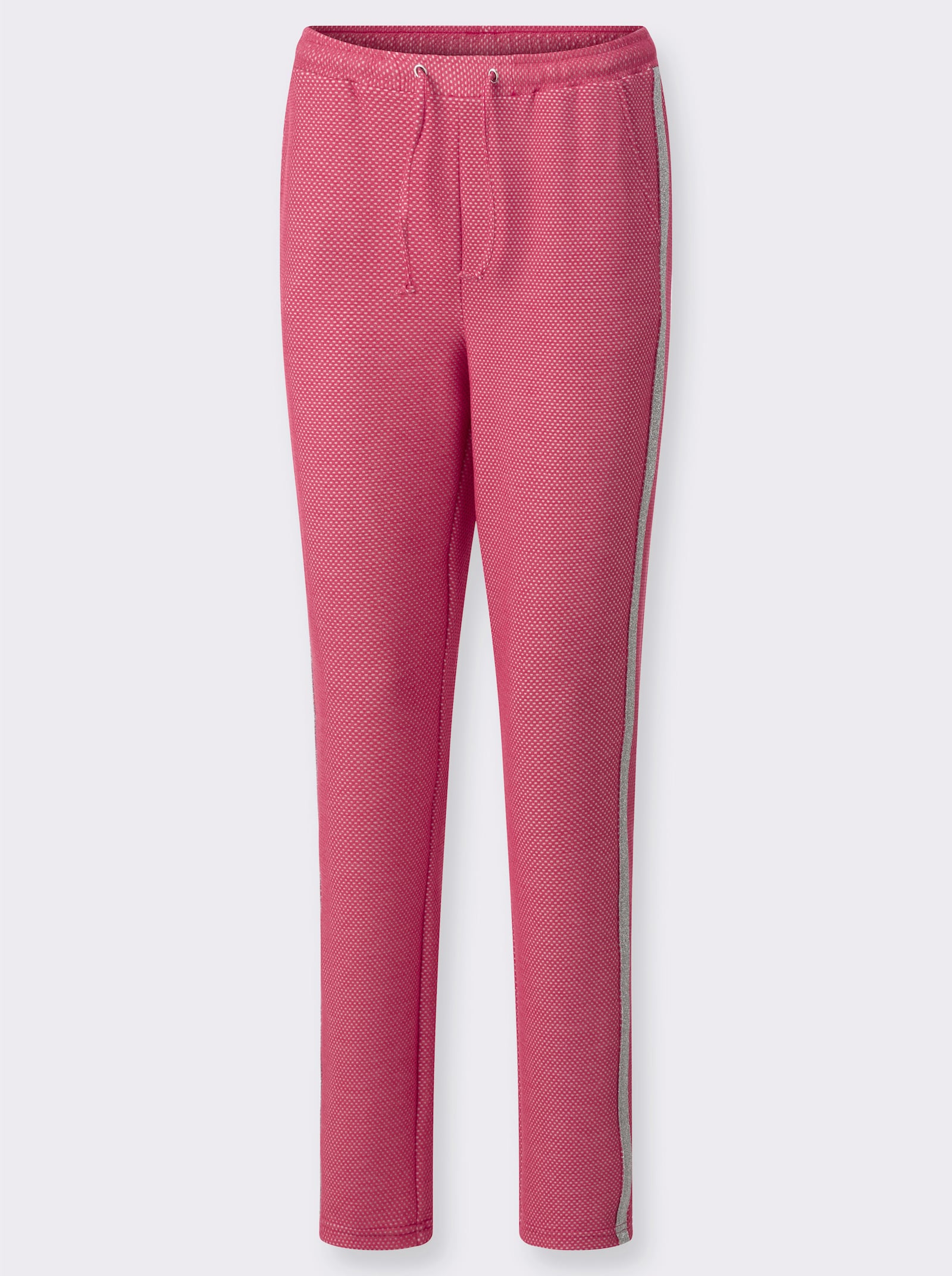 Schlupfhose mit silberfarbenen Galonstreifen - pink-gemustert