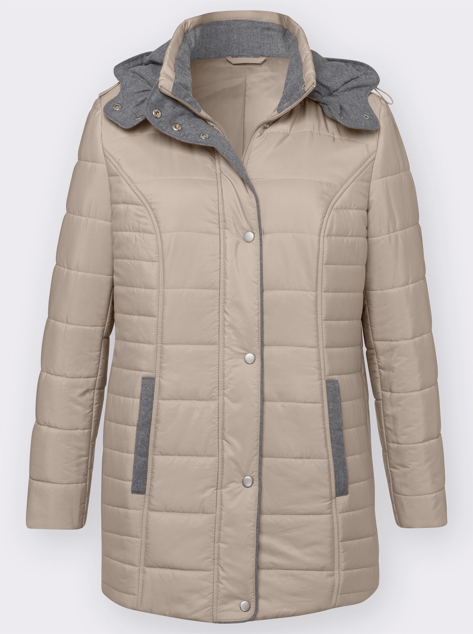 Steppjacke mit abnehmbarer Kapuze - sesam