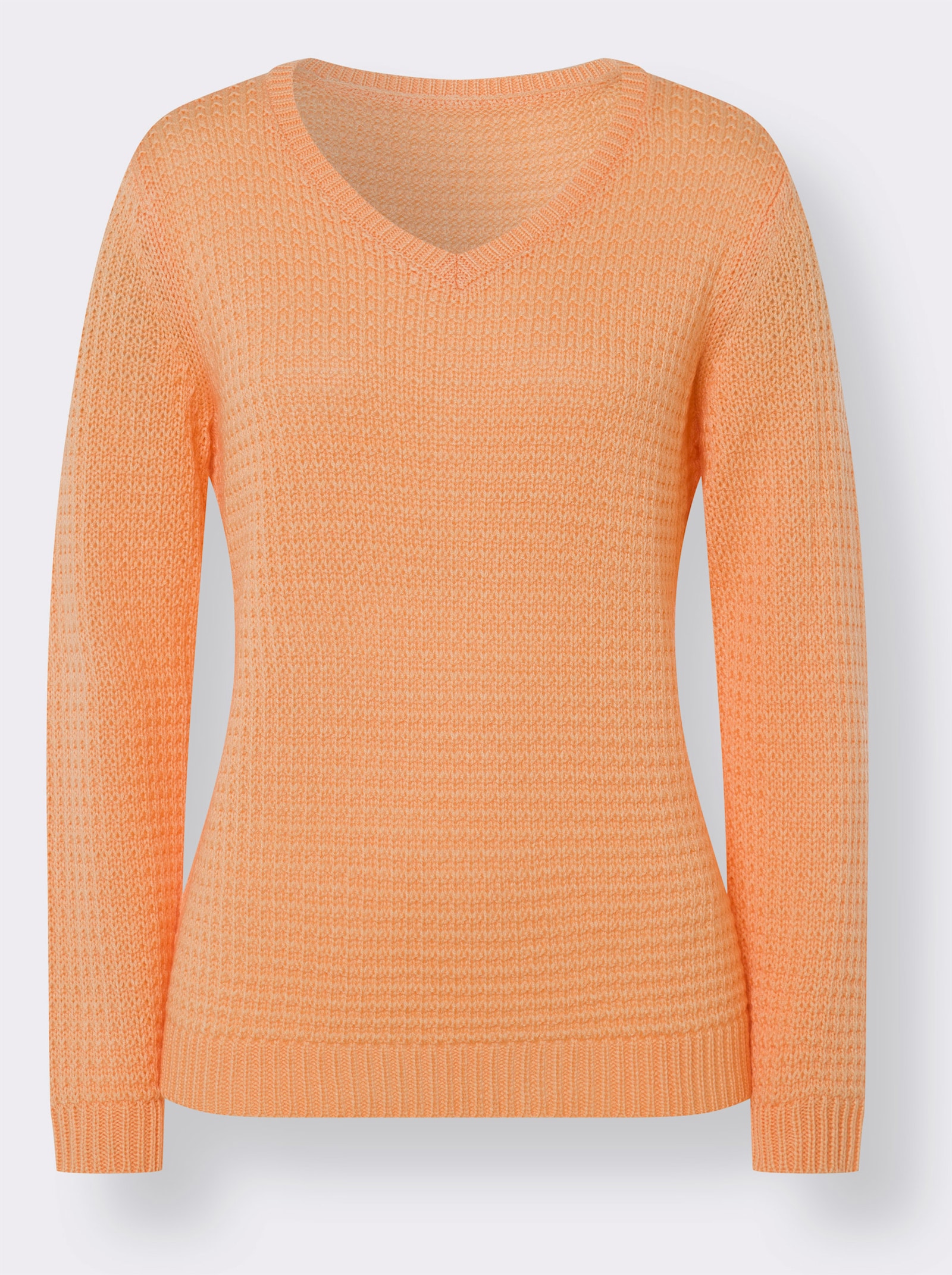 Langarm-Pullover mit Struktur-Strickmuster - apricot