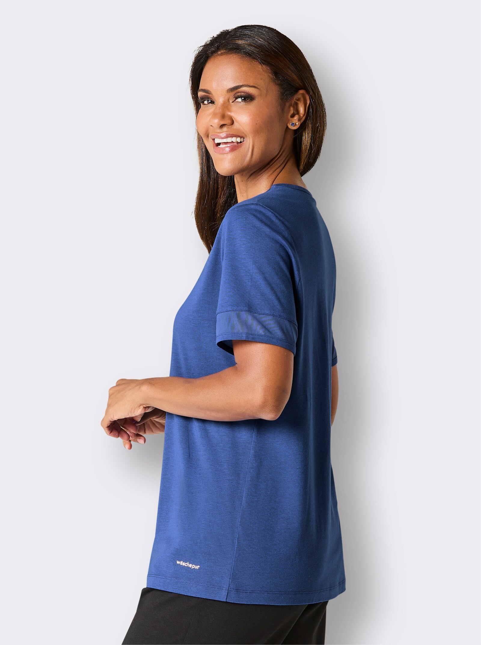 wäschepur Schlafanzugshirt mit V-Ausschnitt - royalblau