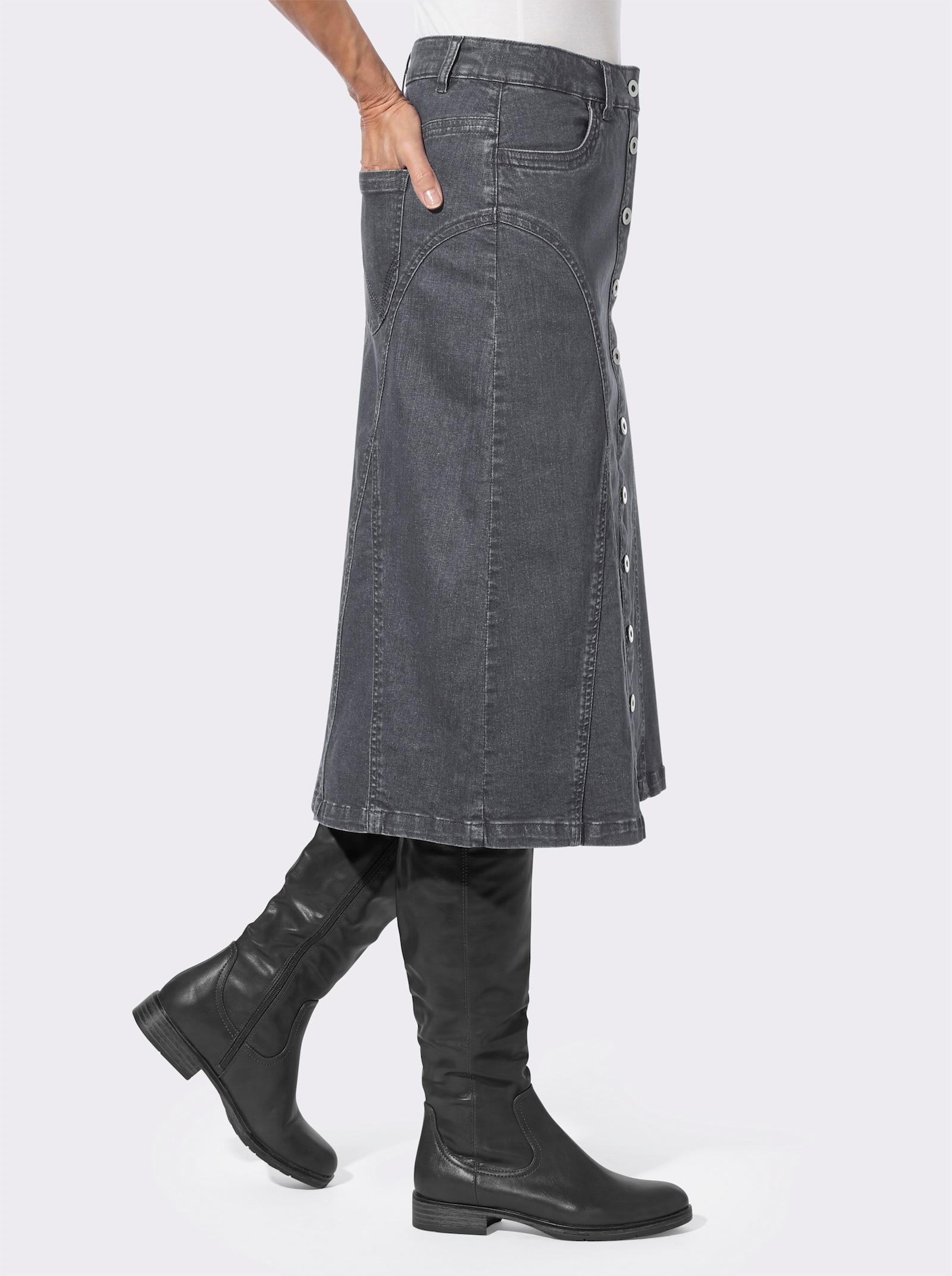 Jeansrock in Stretch-Qualität - grey-denim