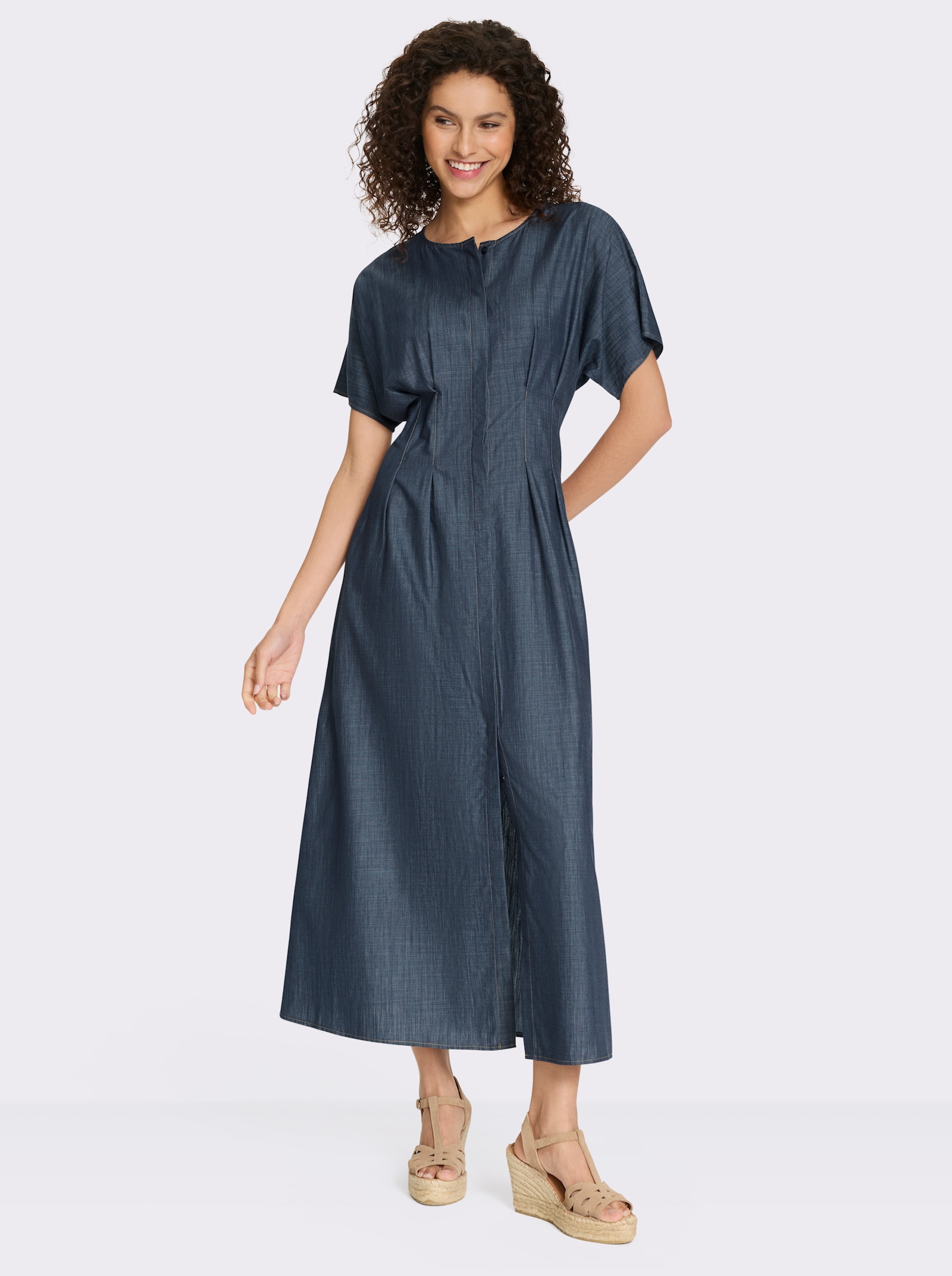 heine Vrijetijdsjurk met geaccentueerde taille - rookblauw gemêleerd