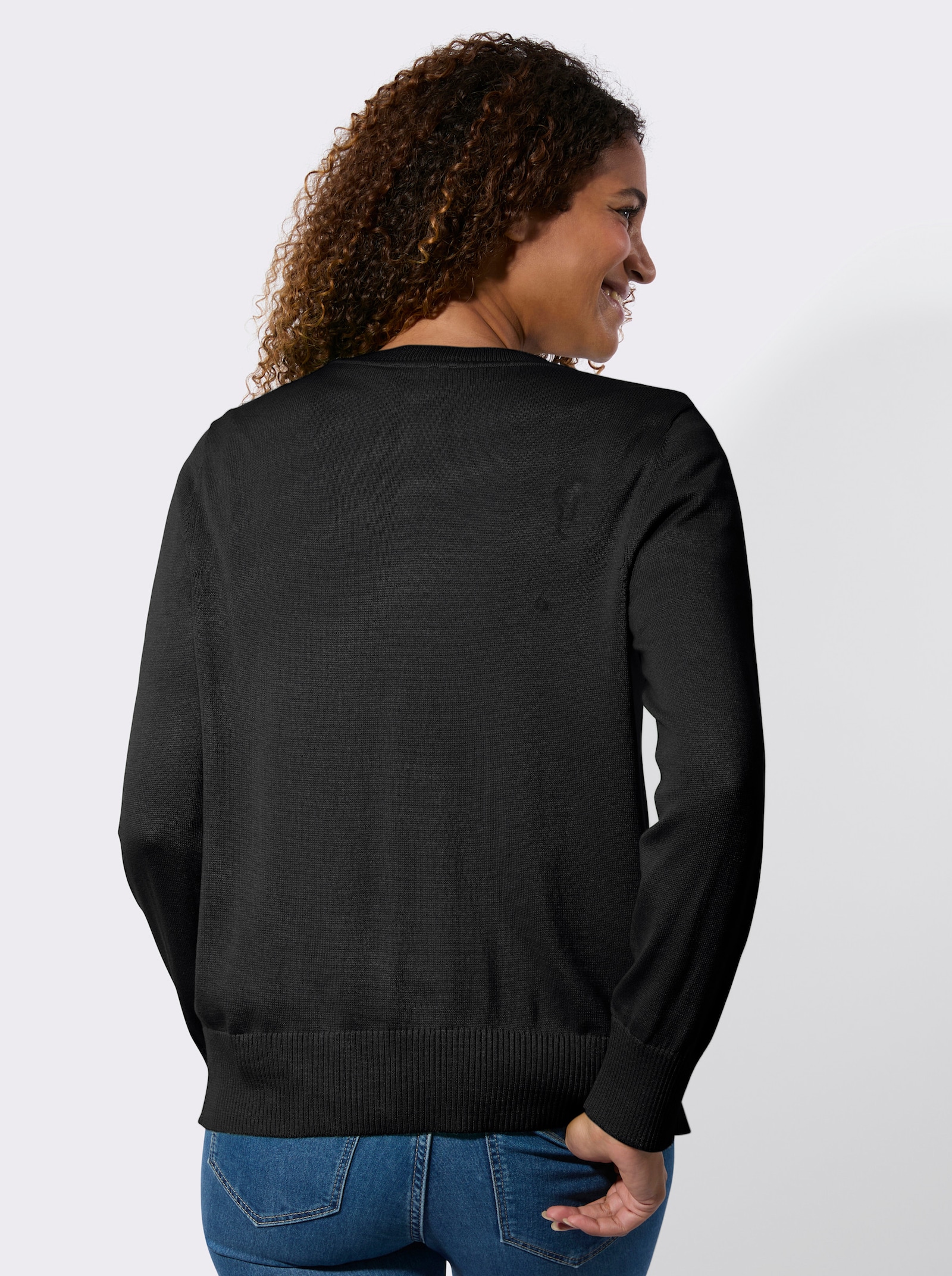 Kardigán s rebrovanými zakončeniami - čierna