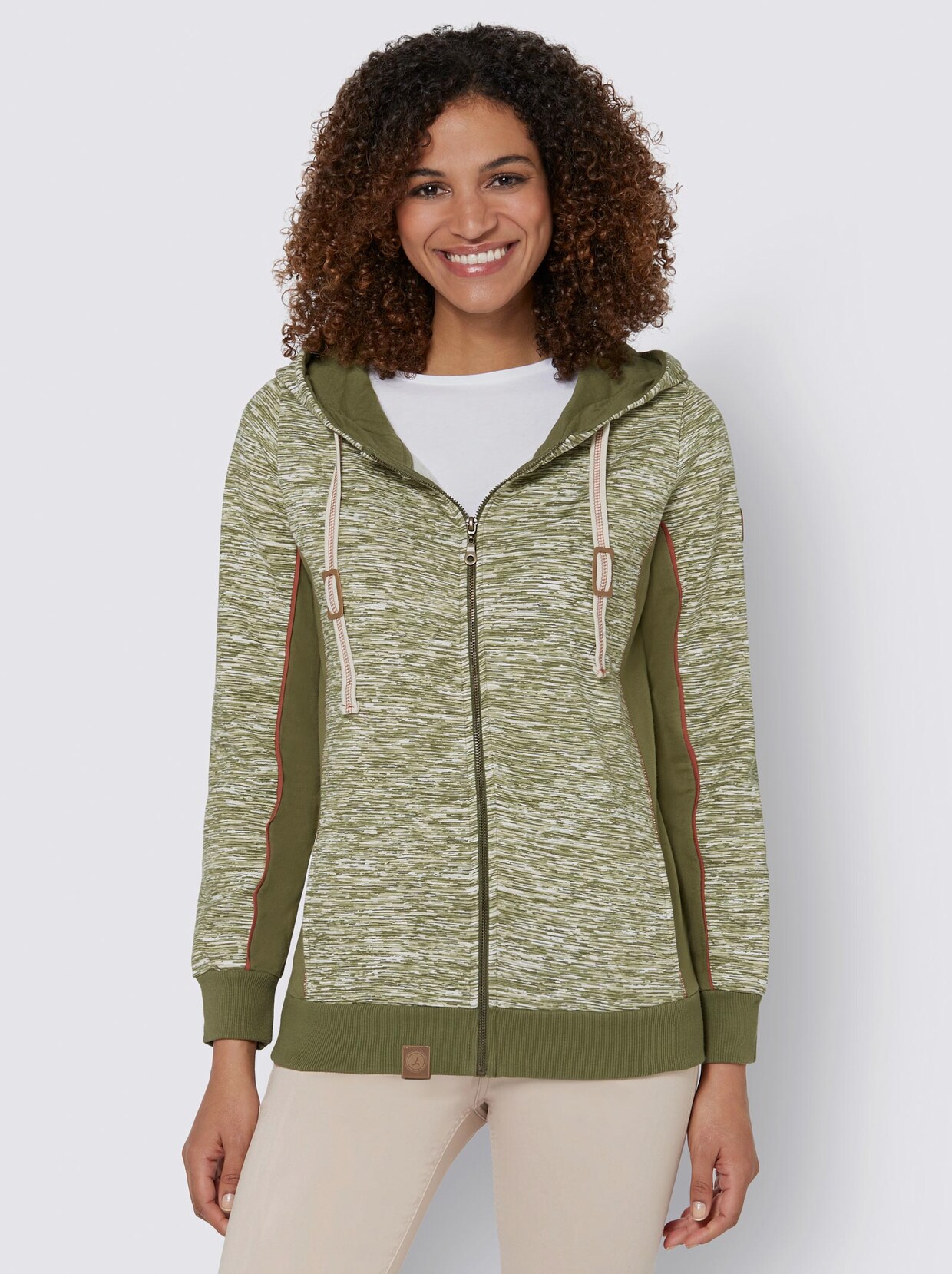 Shirtjacke - olive-weiß-meliert