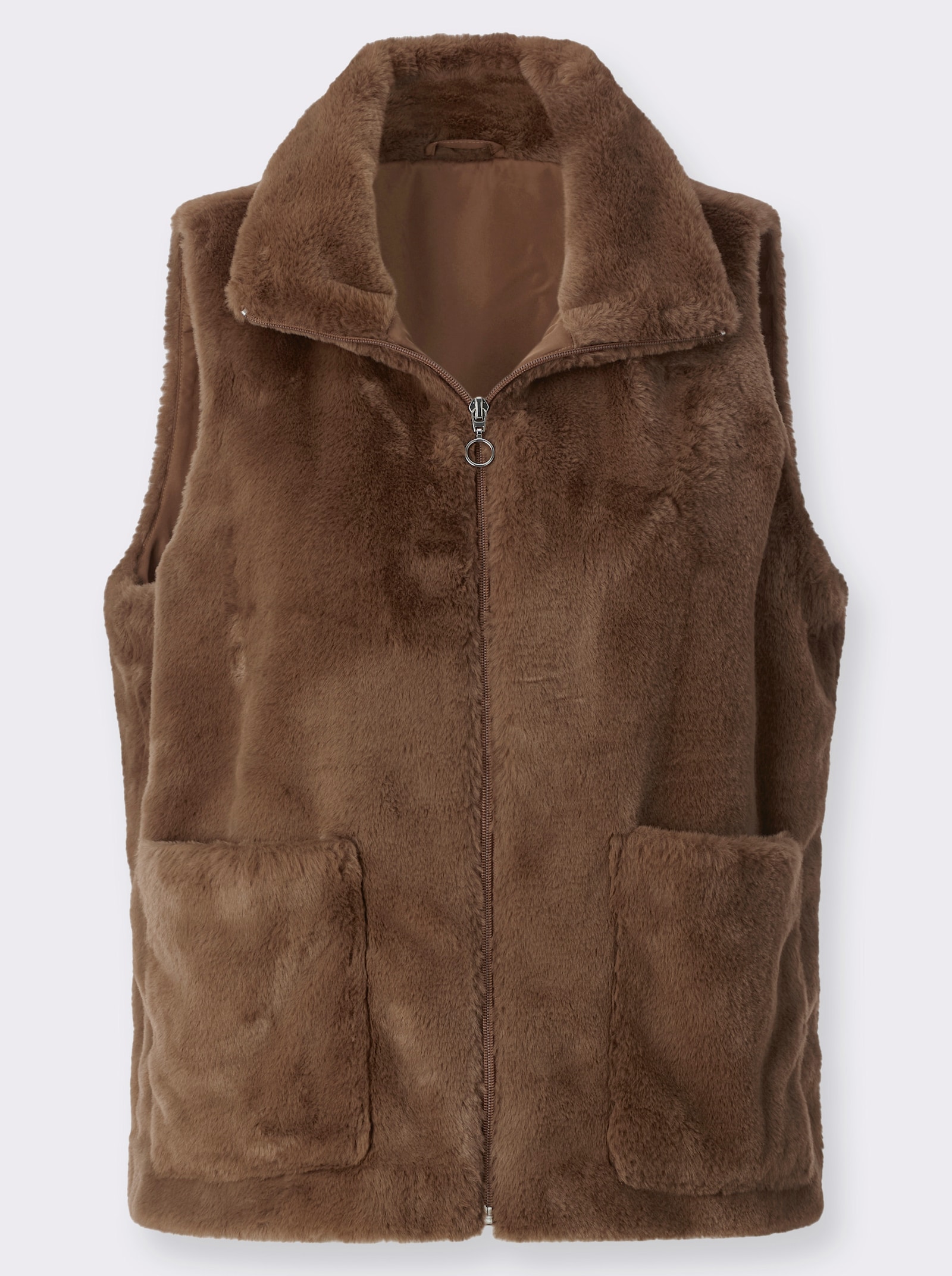 Fellimitatweste mit Futter - braun