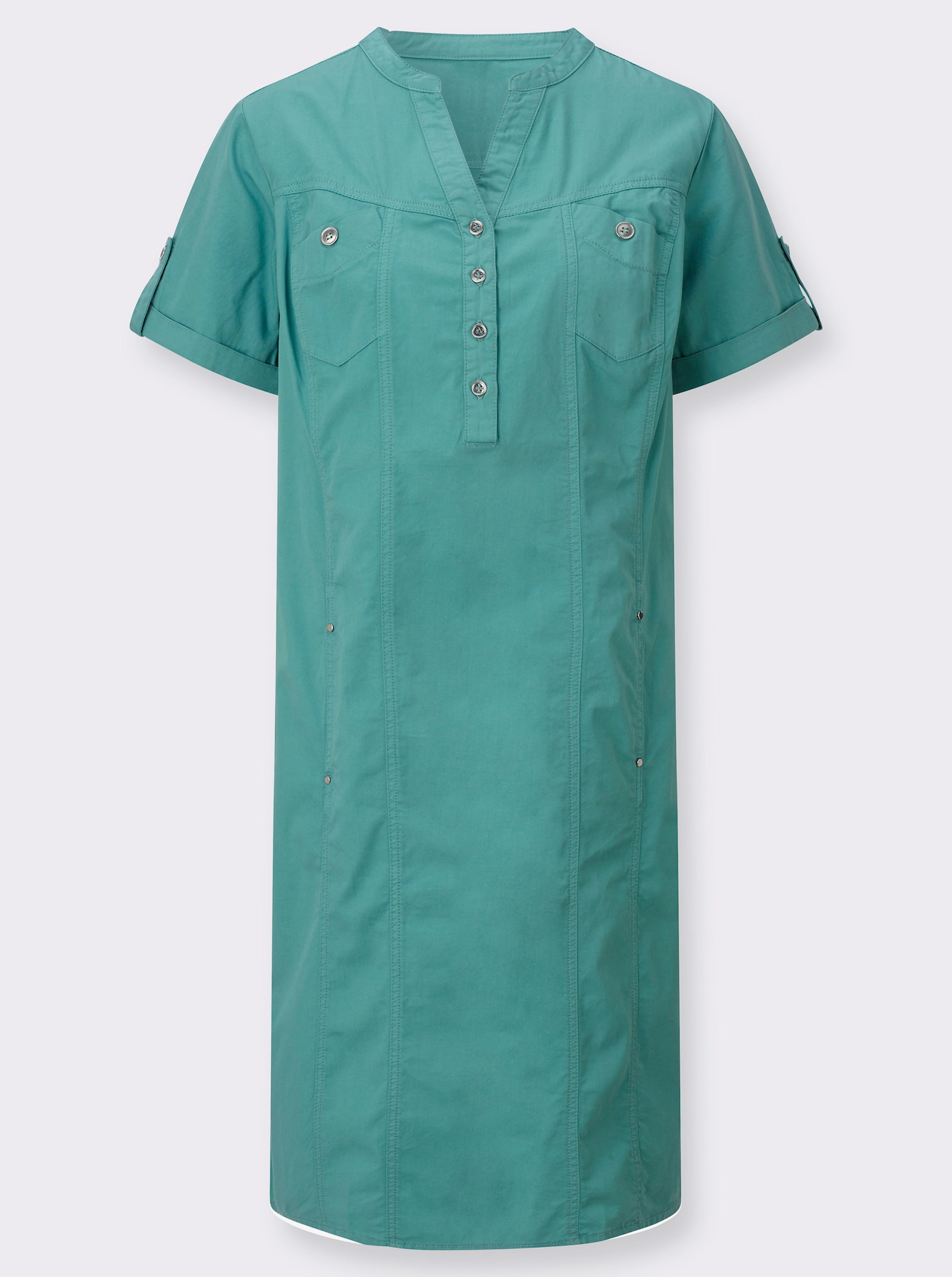 Jeanskleid mit abgerundetem Saum - salbei