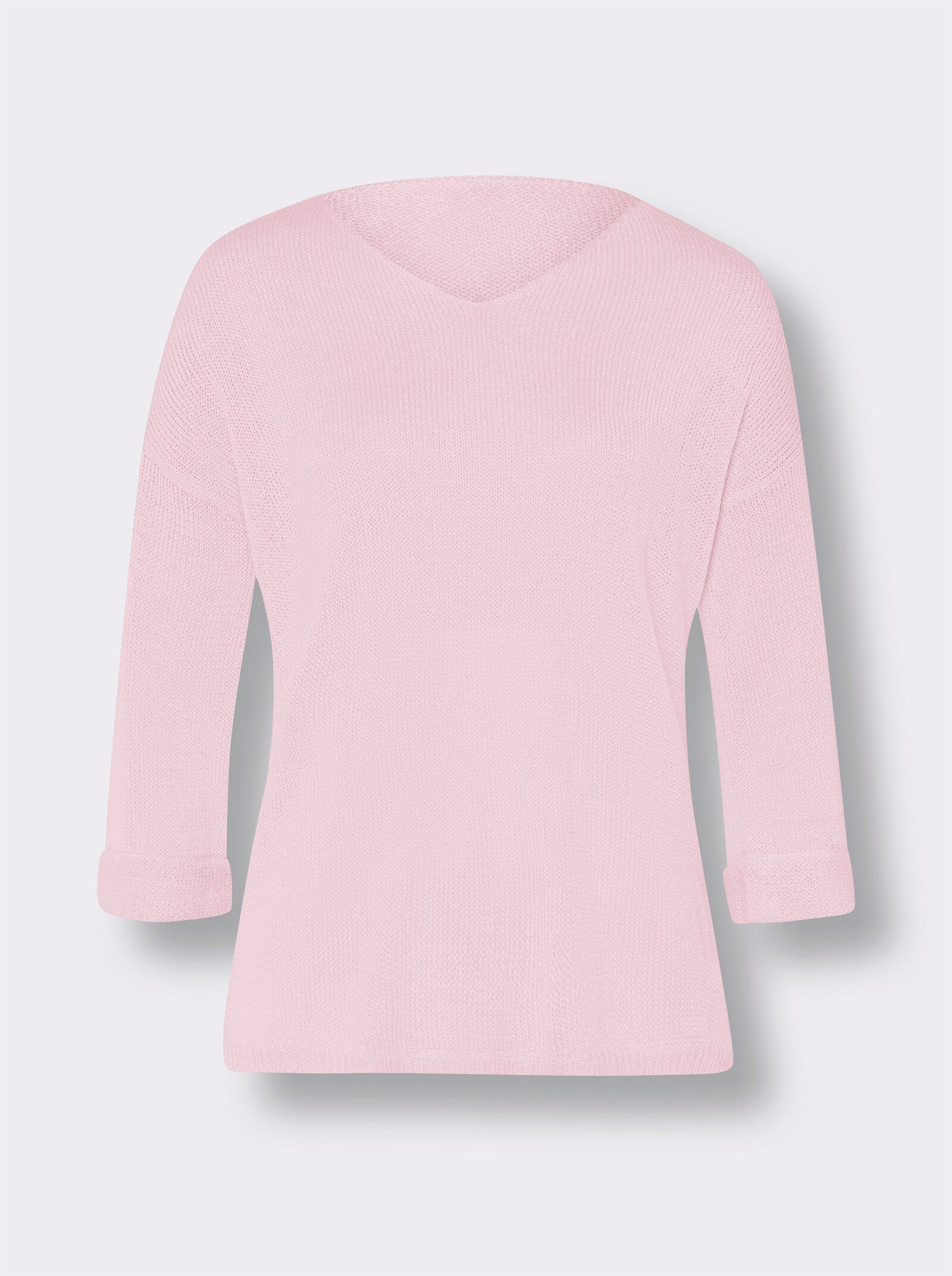 heine V-Ausschnitt-Pullover mit 3/4-Ärmeln - hellrosé