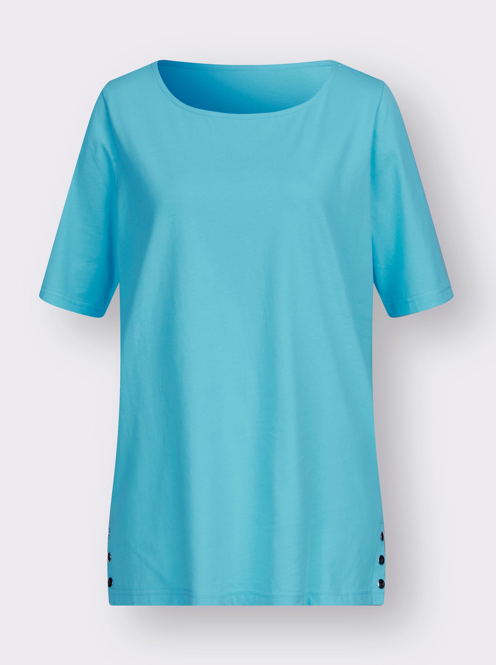 Kurzarmshirt mit Zierplättchen - aqua