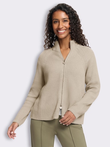 heine Cardigan mit 2-Wege-Zipper - sand