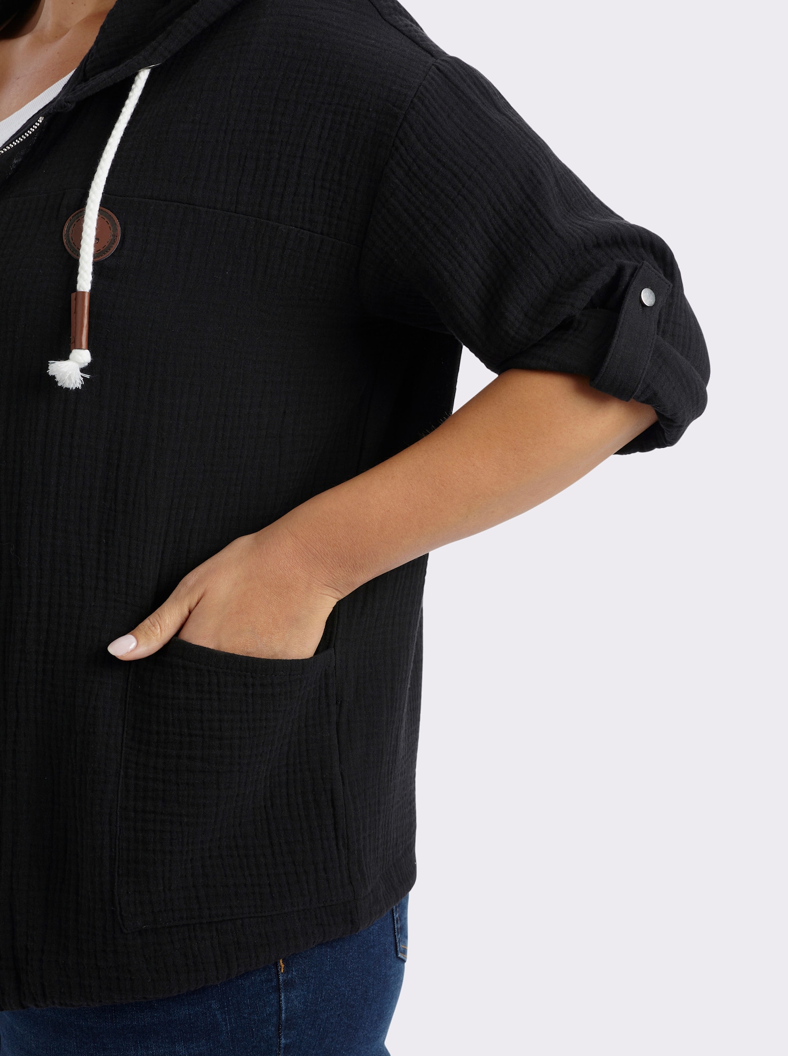 Blusenjacke in Musselin-Qualität - schwarz