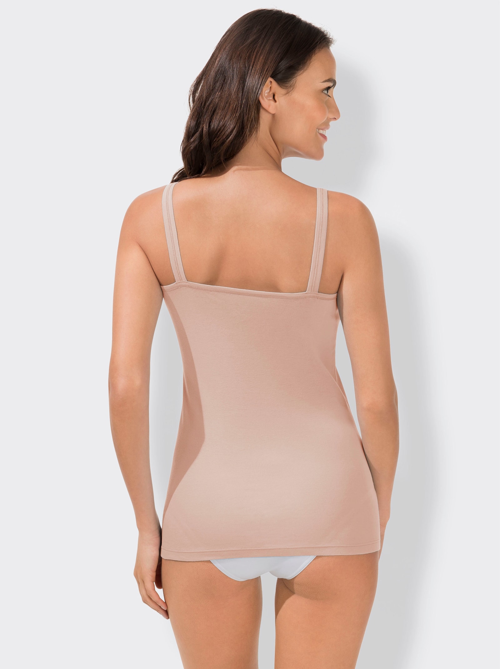 wäschepur Trägerhemd mit Batist-Motiv - weiß + apricot + champagner