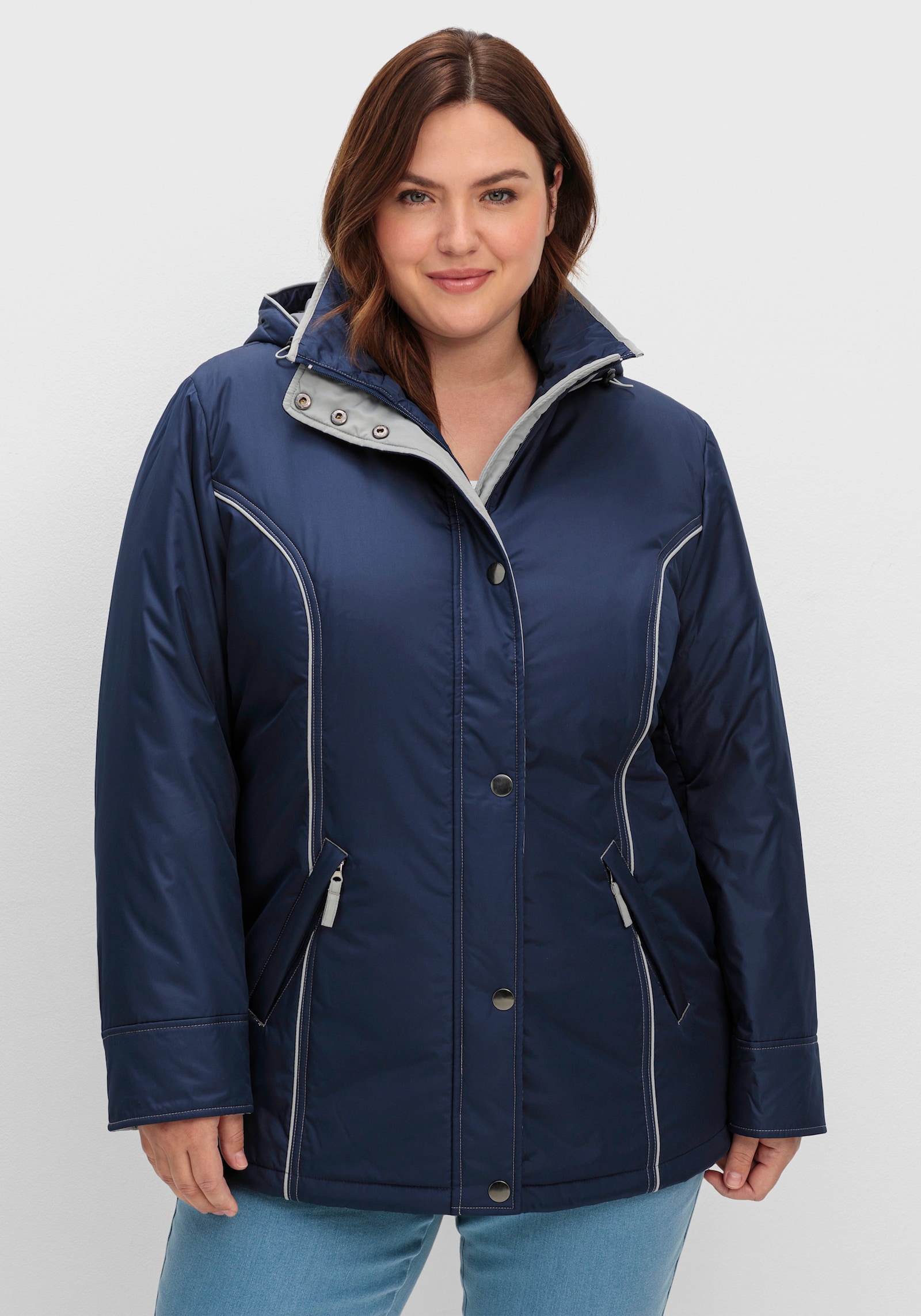 Funktionsjacke mit weitenregulierbarem Saum - marine