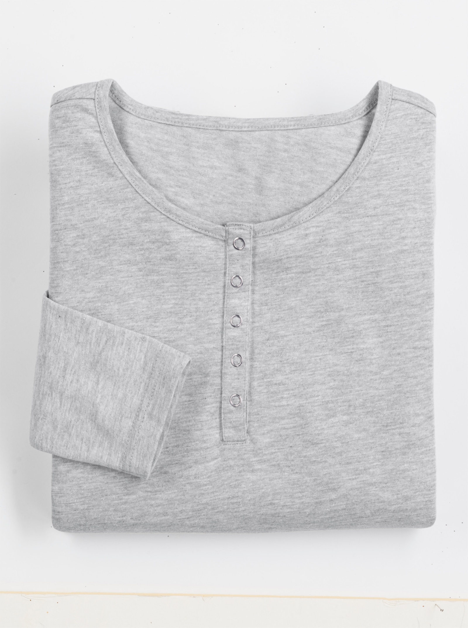 Langarmshirt mit Druckknöpfen - grau-meliert