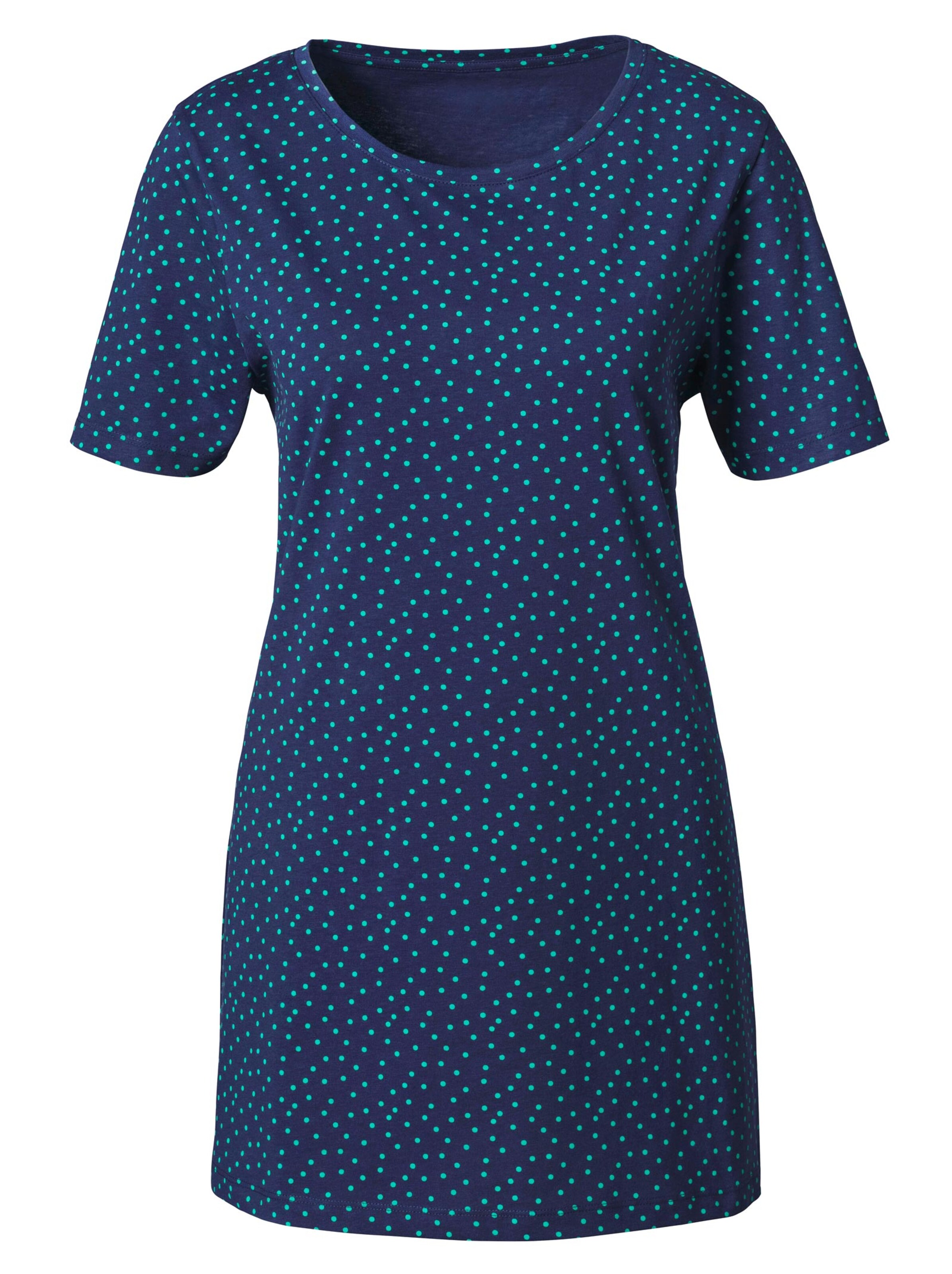 Longshirt - marine-türkis-bedruckt