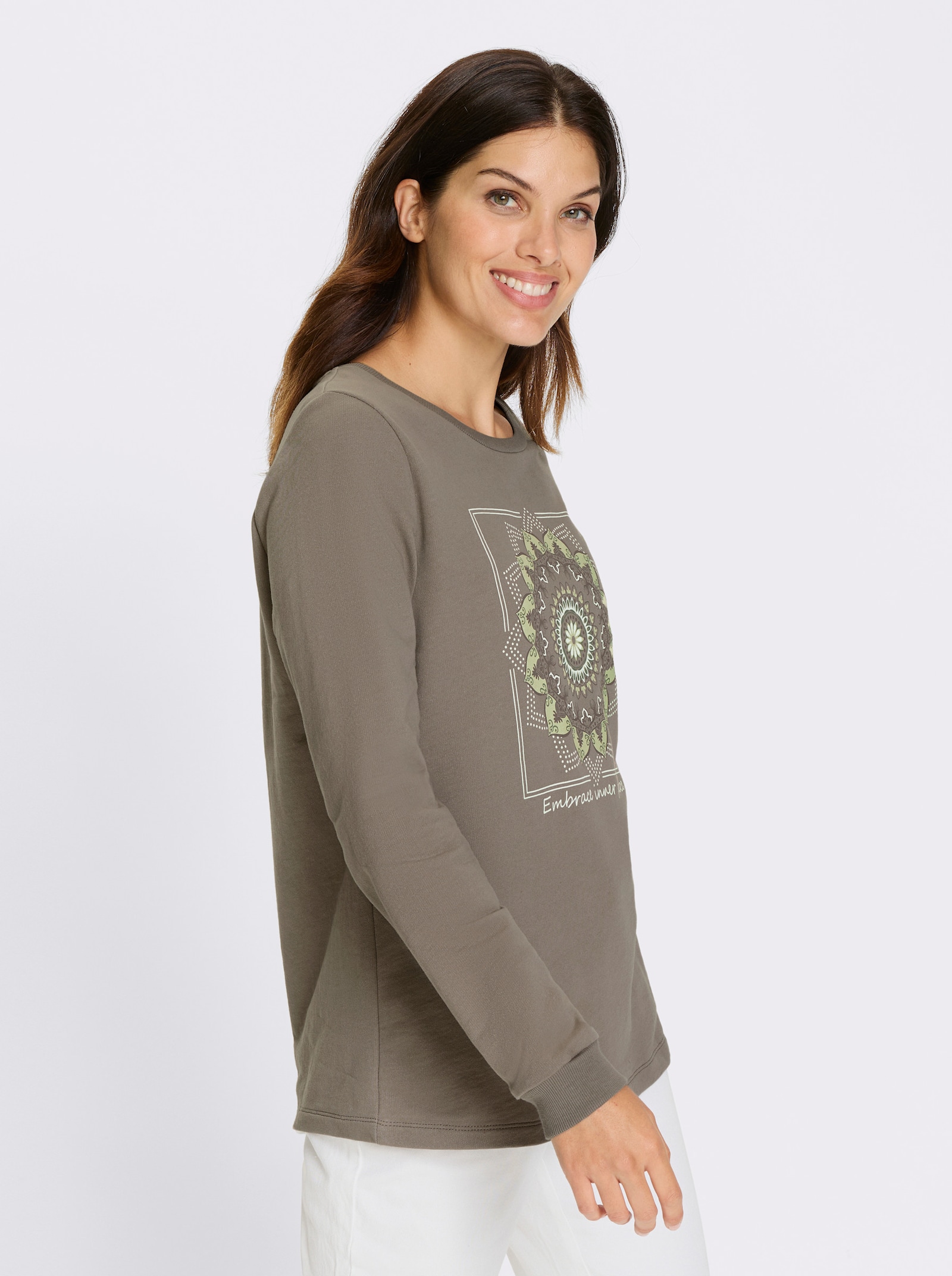 Sweatshirt mit Mandala-Druck - taupe-lindgrün