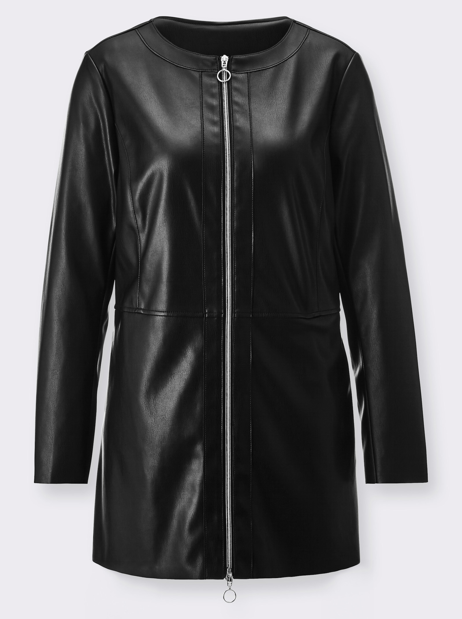 Mainpol Lederimitat-Blazer mit 2-Wege-Reißverschluss - schwarz