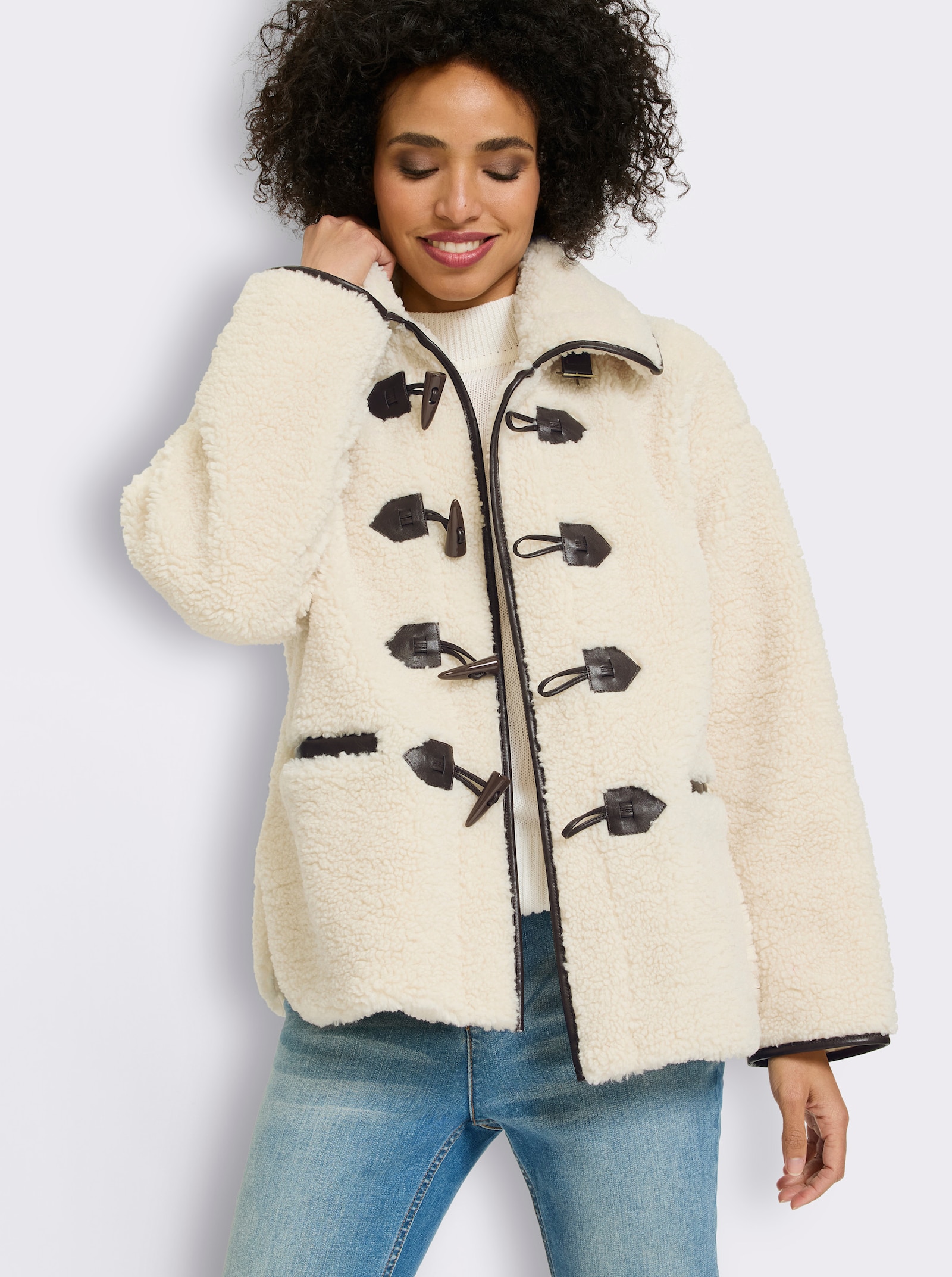 heine Teddyjacke mit Knebelknöpfen - champagner