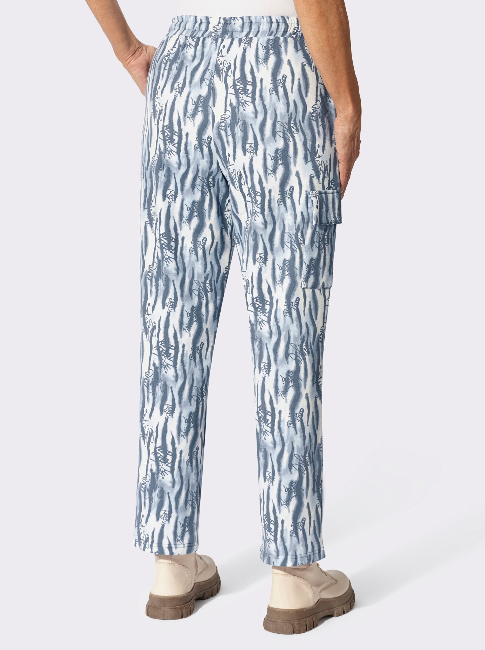 Sweathose im Druck-Dessin - rauchblau-taubenblau-gemustert