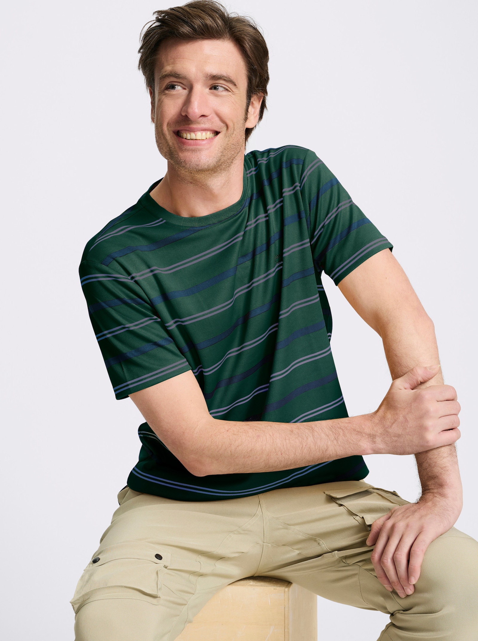 Catamaran Sports Funktionsshirt - moos-gestreift