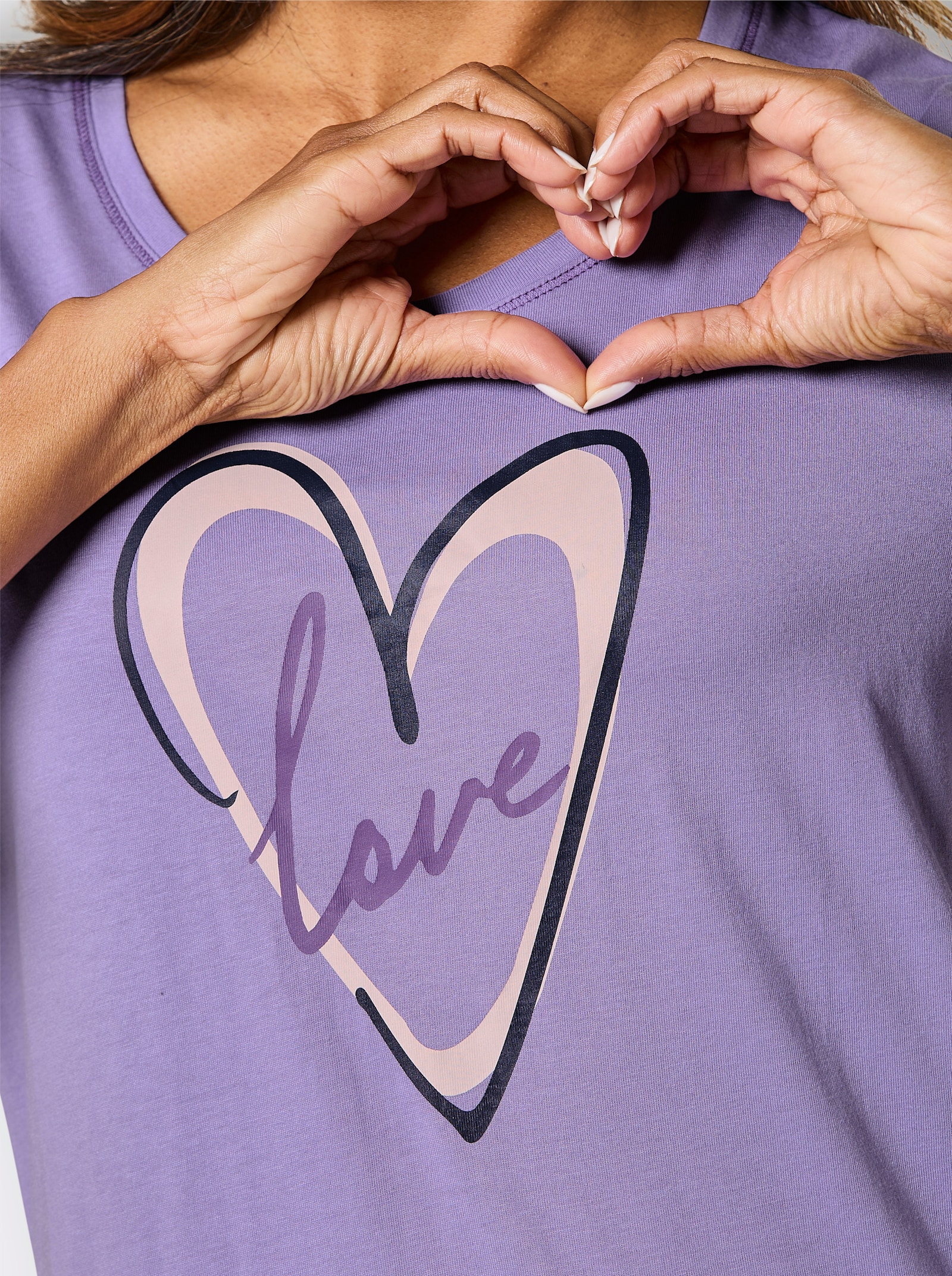 wäschepur Schlafanzug mit Herz-Motiv - lavendel-ecru-bedruckt