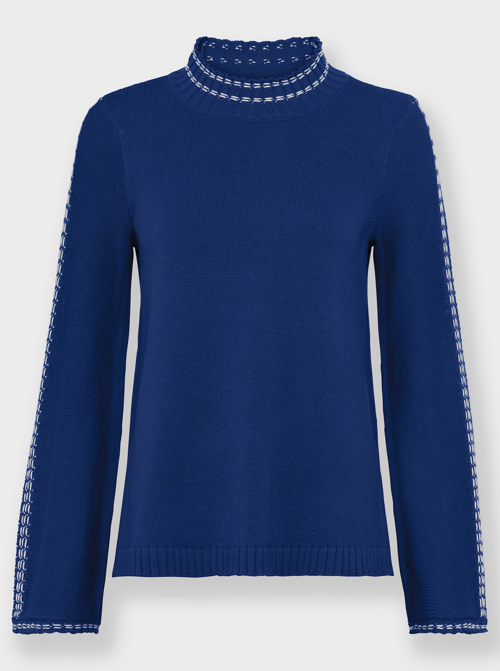 heine Stehkragenpullover mit Trompeten-Ärmeln - royalblau