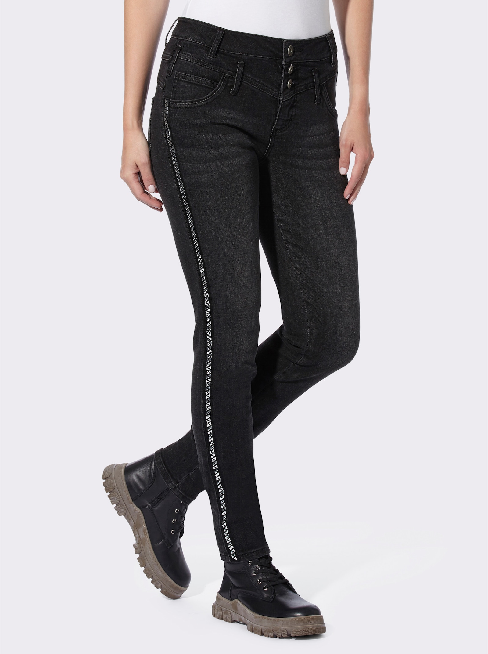heine Jeans met galonstrepen - dark grey denim