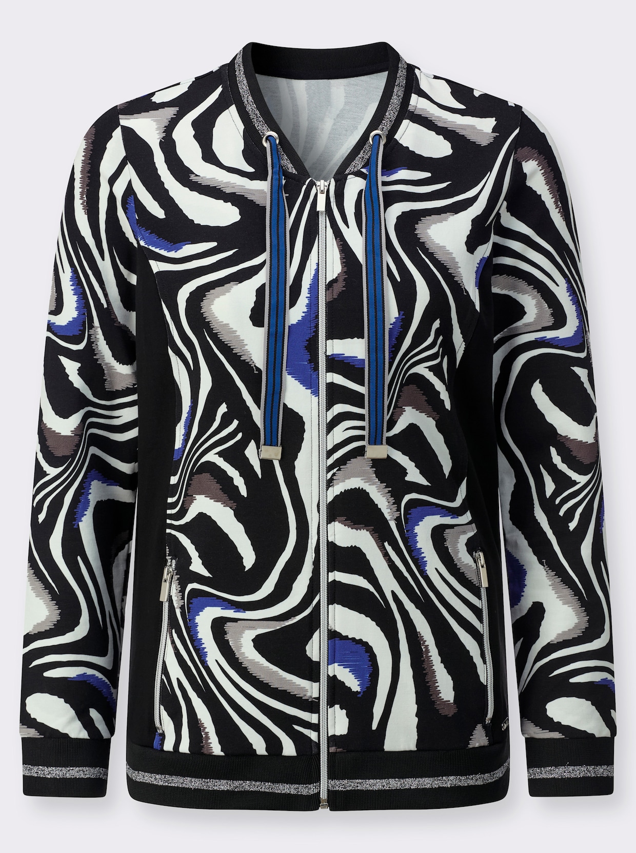 feel good Jacke - schwarz-royalblau-bedruckt