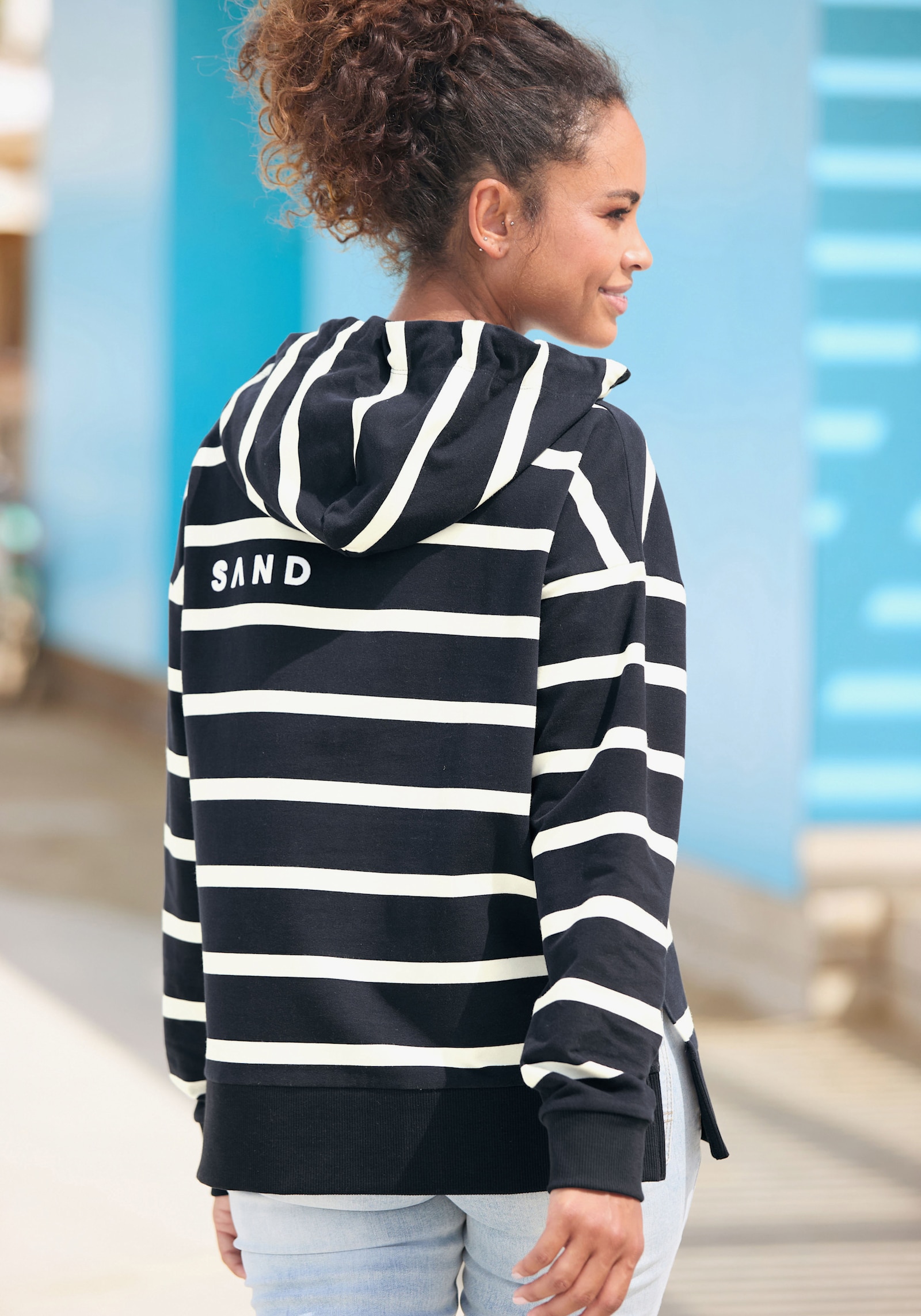 Elbsand Sweatshirt met capuchon - marine/wit