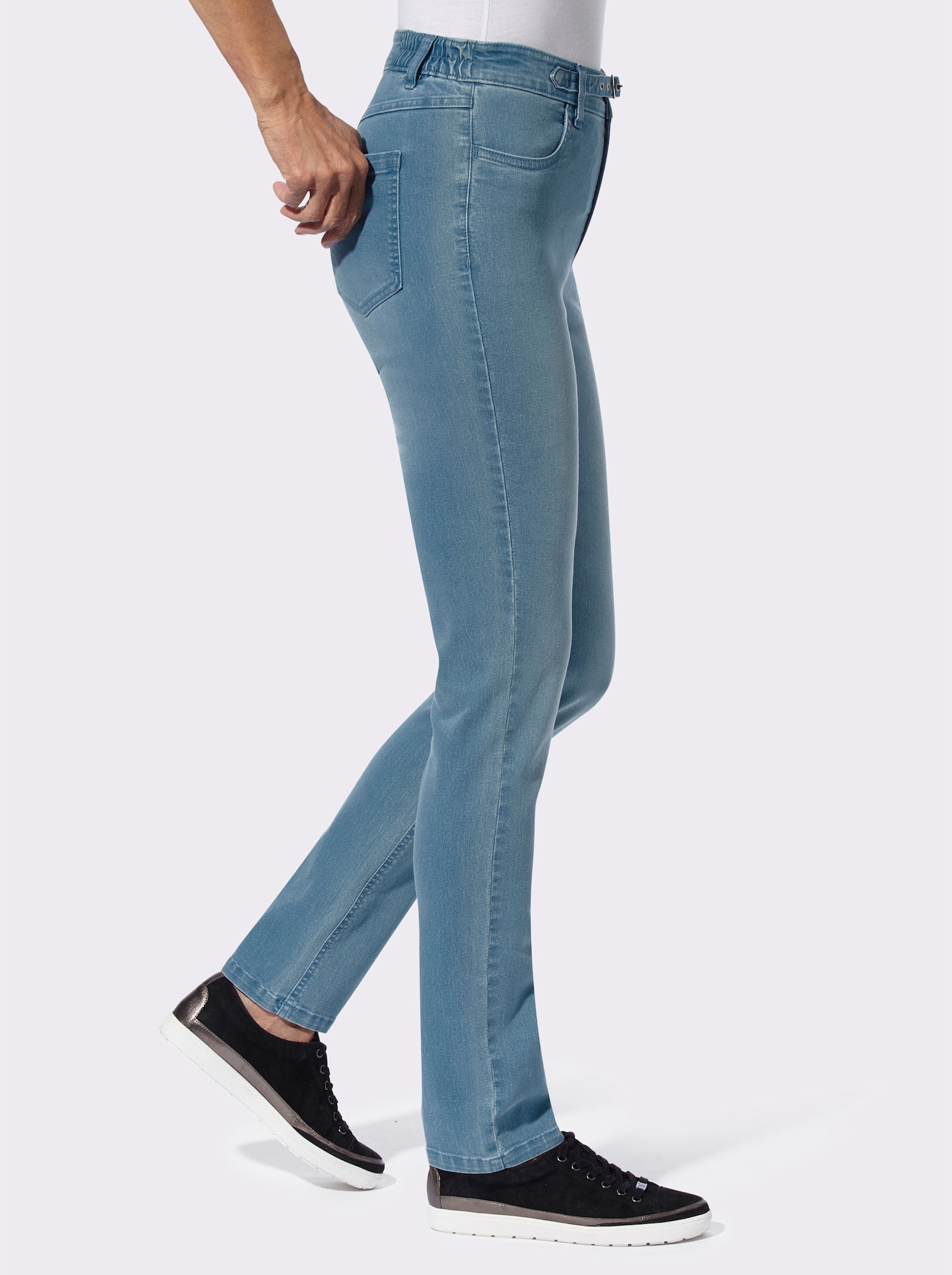 Jeans met comfortband achter - blue-bleached