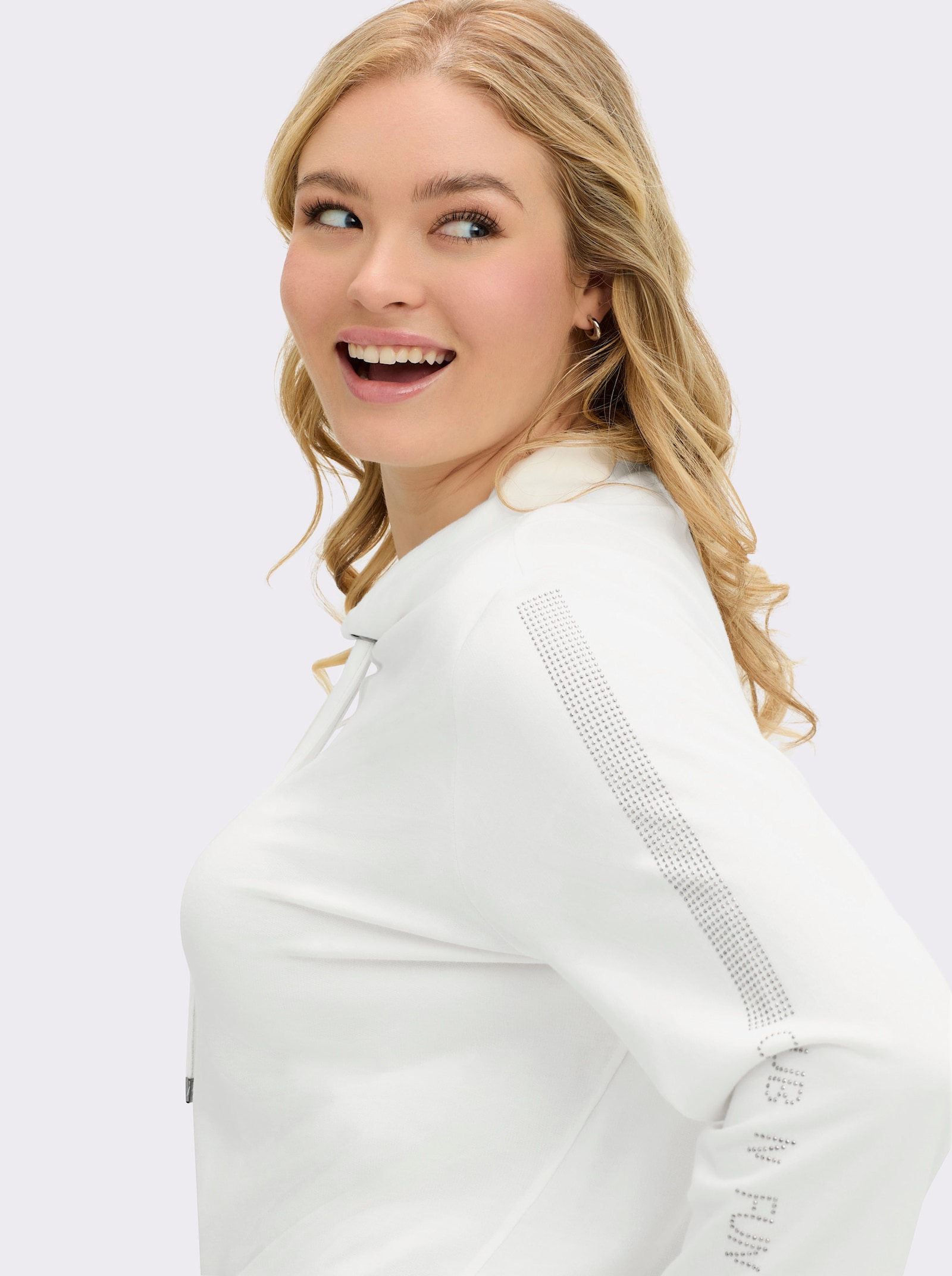 Sweatshirt mit Schriftzug - ecru