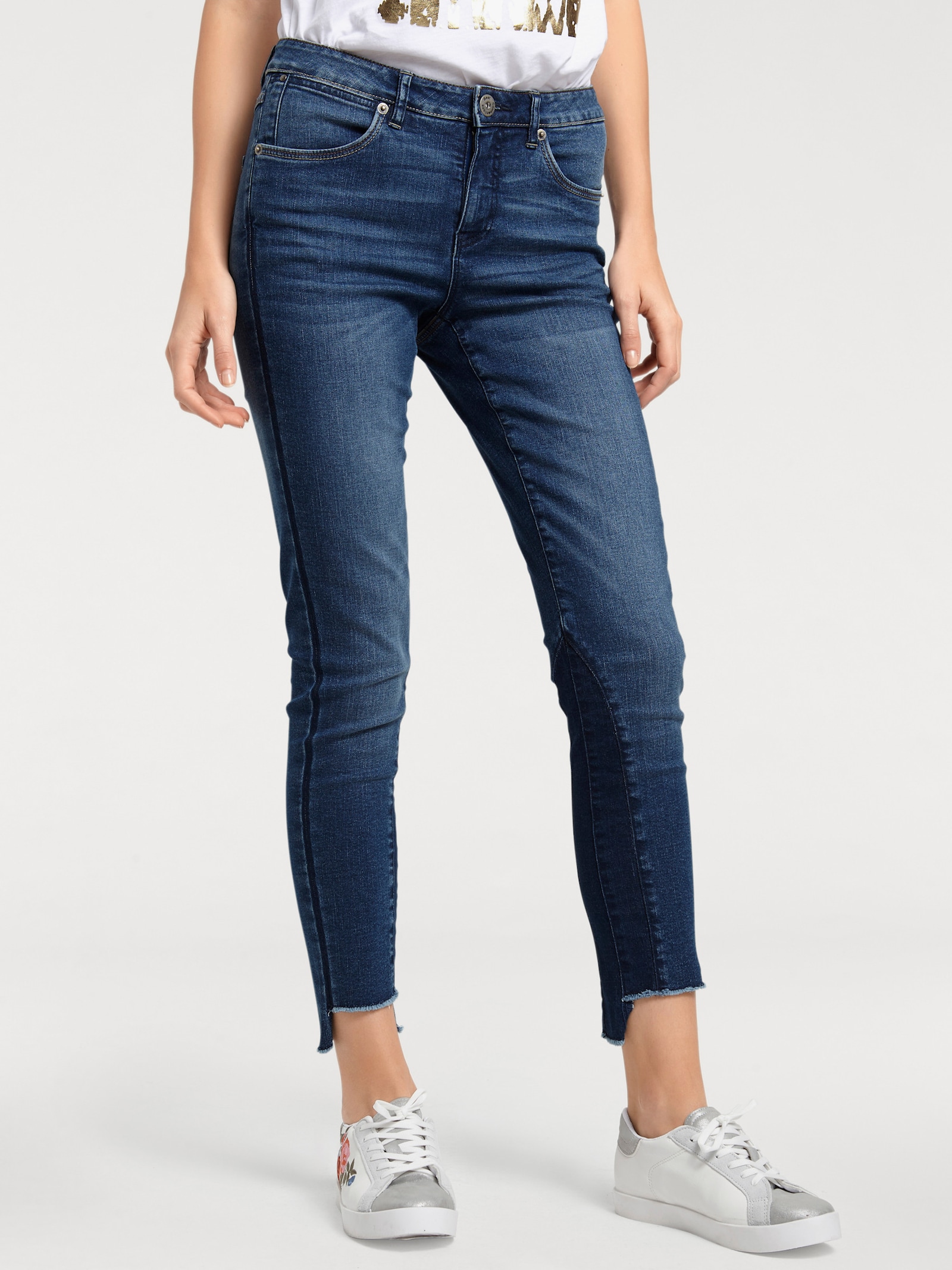 heine Destroyed-Jeans mit Power-Mesh - blue denim
